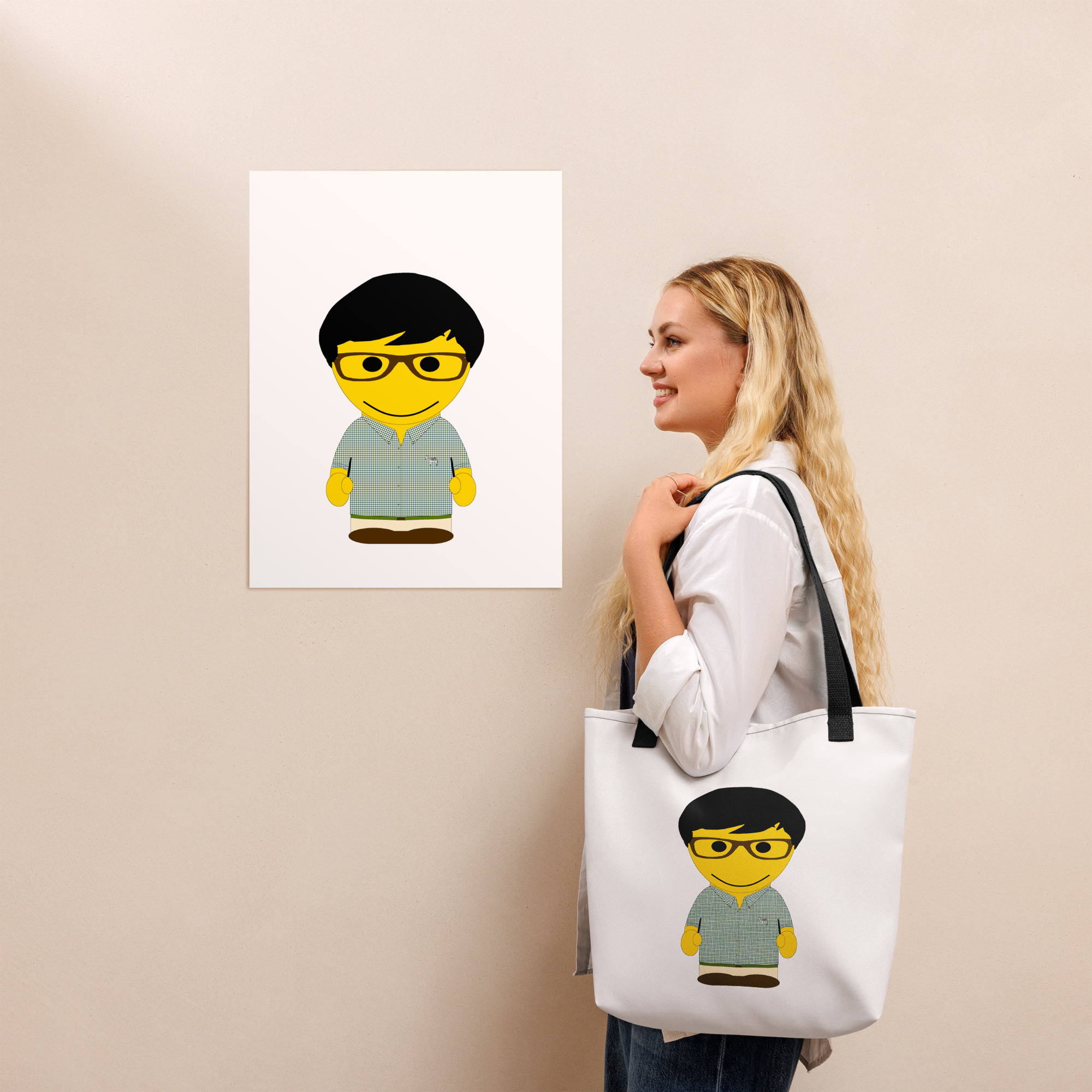 Tote bag (CHECAR-LOGCC1-BLUVER4)