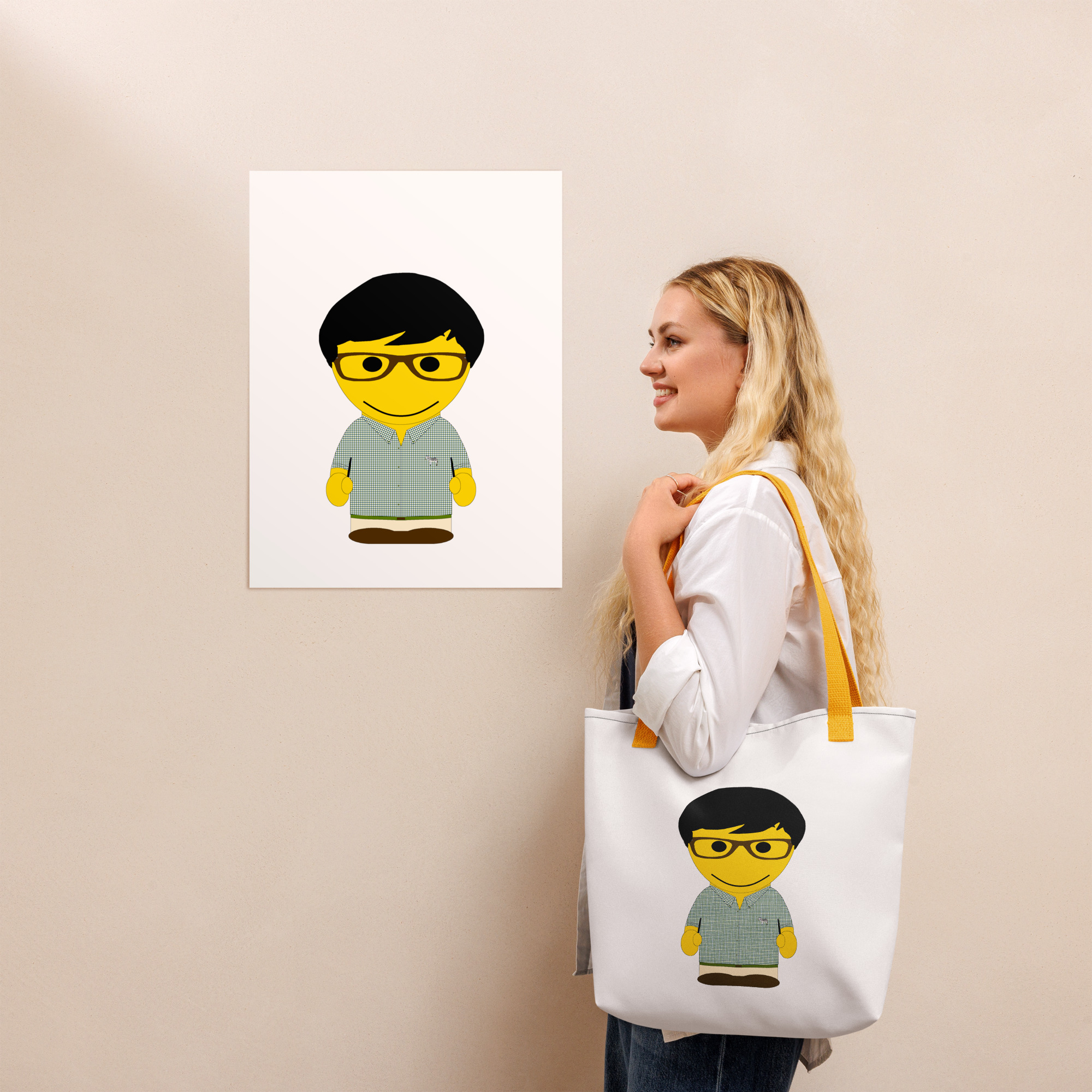 Tote bag (CHECAR-LOGCC1-BLUVER4)