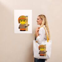 Tote bag - "Sports" ski orange & taupe