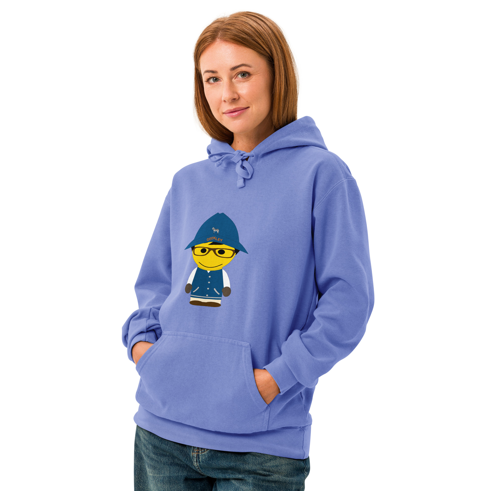 Sweat à capuche teinté unisexe (COLBOB-LOG001-BLU001)