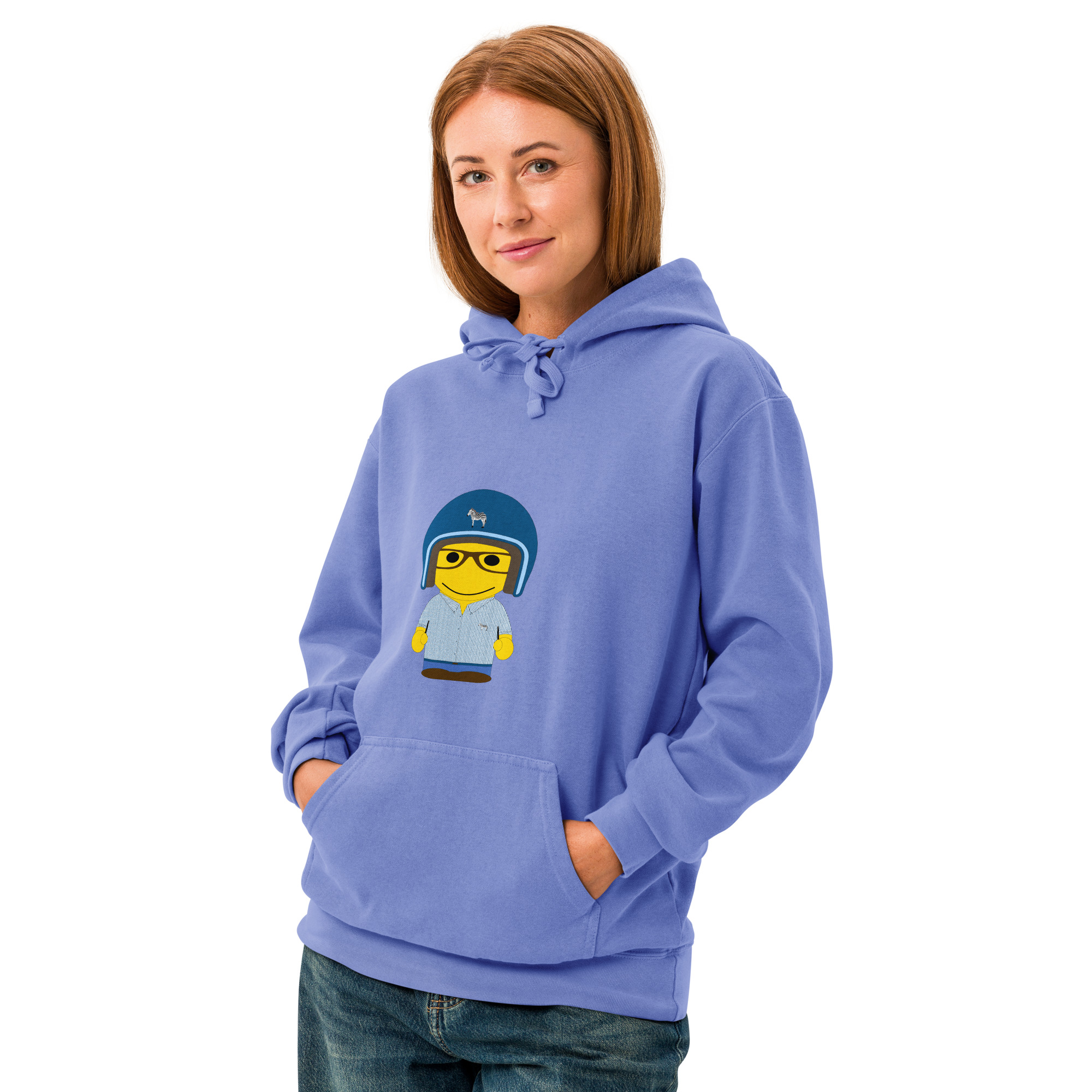 Sweat à capuche teinté unisexe (CHECAR-LOGBIK-BLUBLU1)