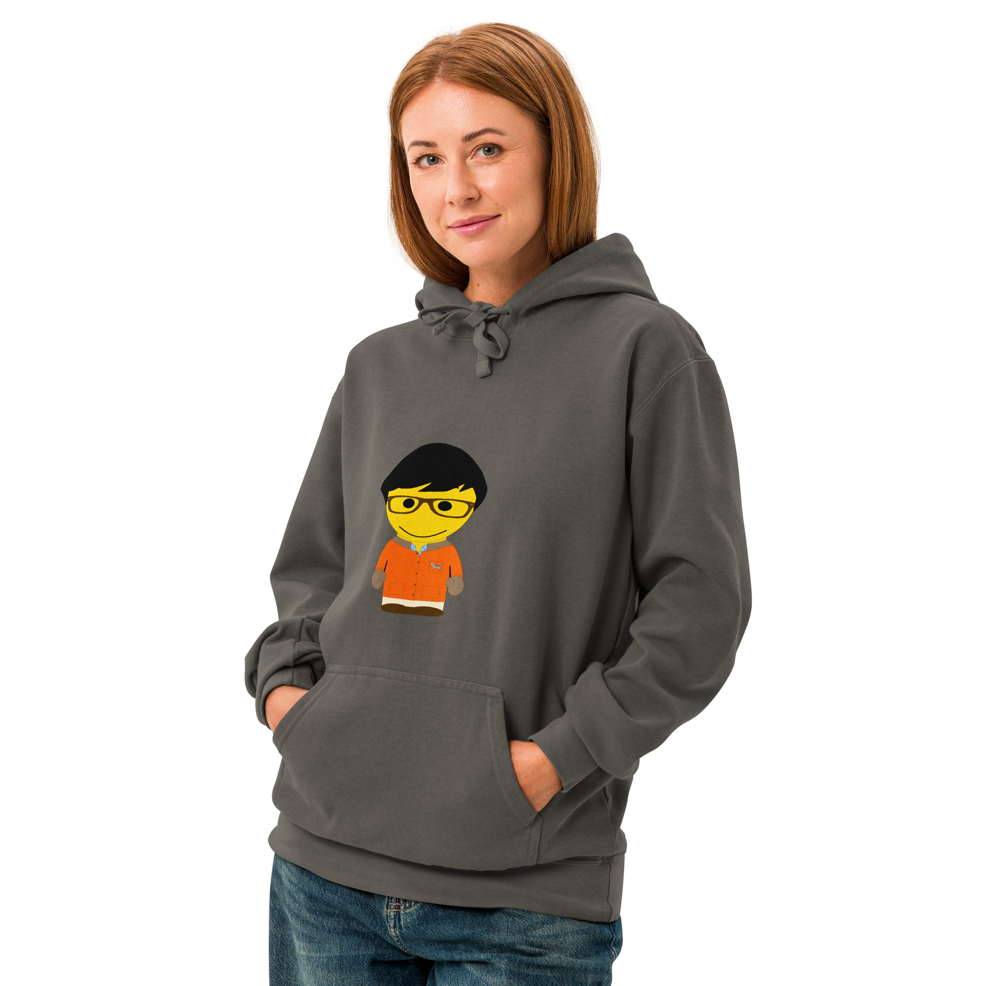 Sweat à capuche teinté unisexe (FORORA-LOGCC1-BLU001)