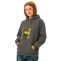 Sweat à capuche teinté unisexe - "sports" ski taupe & orange