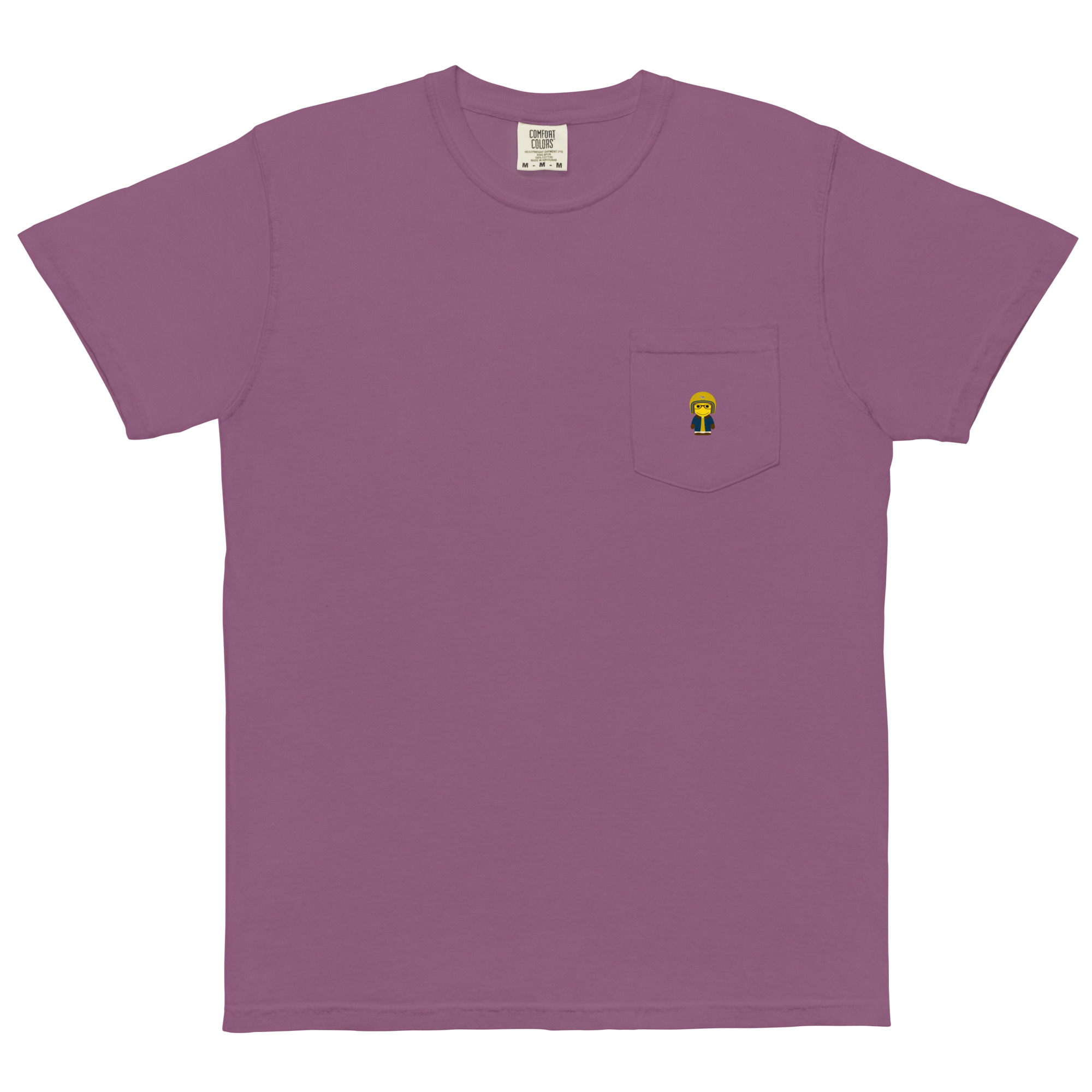 T-shirt teinté avec poche unisexe (BARBLU-CORBIK-MOU002)