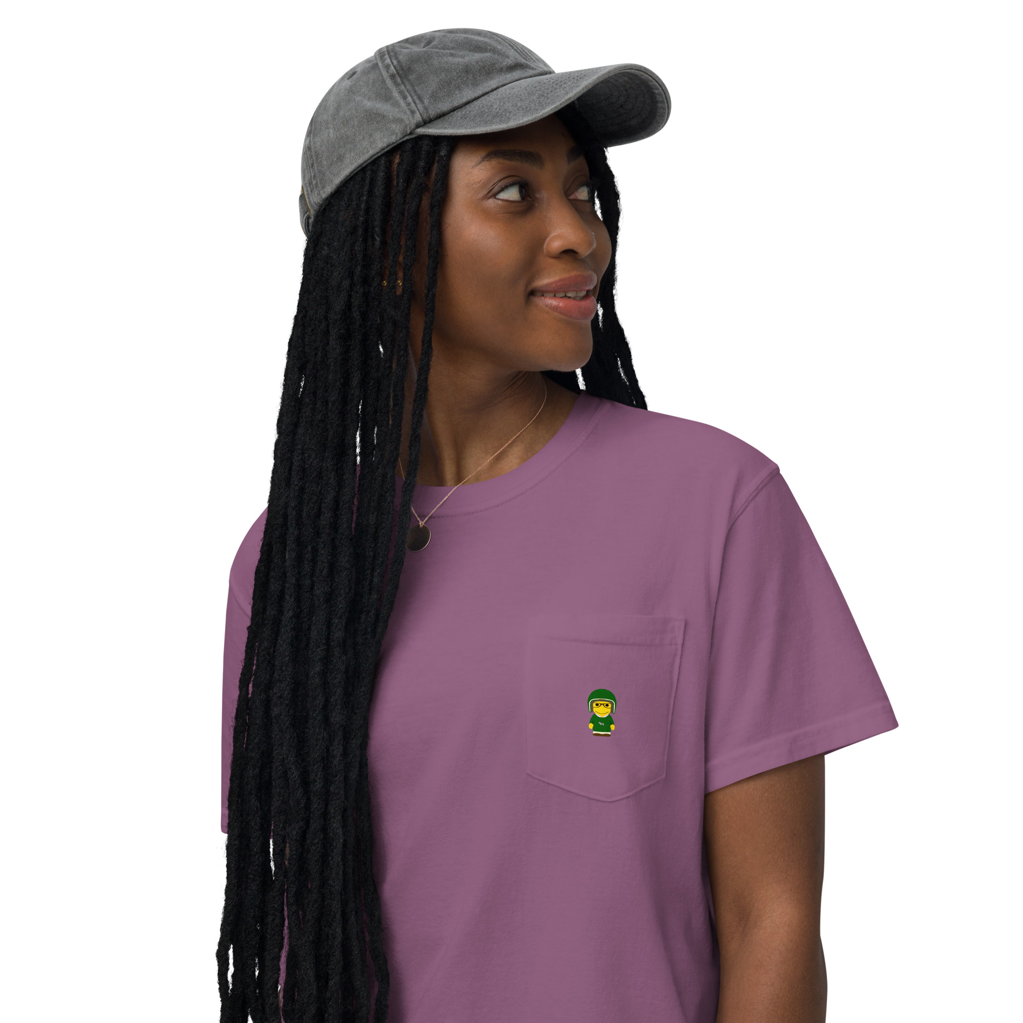 T-shirt teinté avec poche unisexe (CORBIK-LOGSAP-ROS001) – Image 5