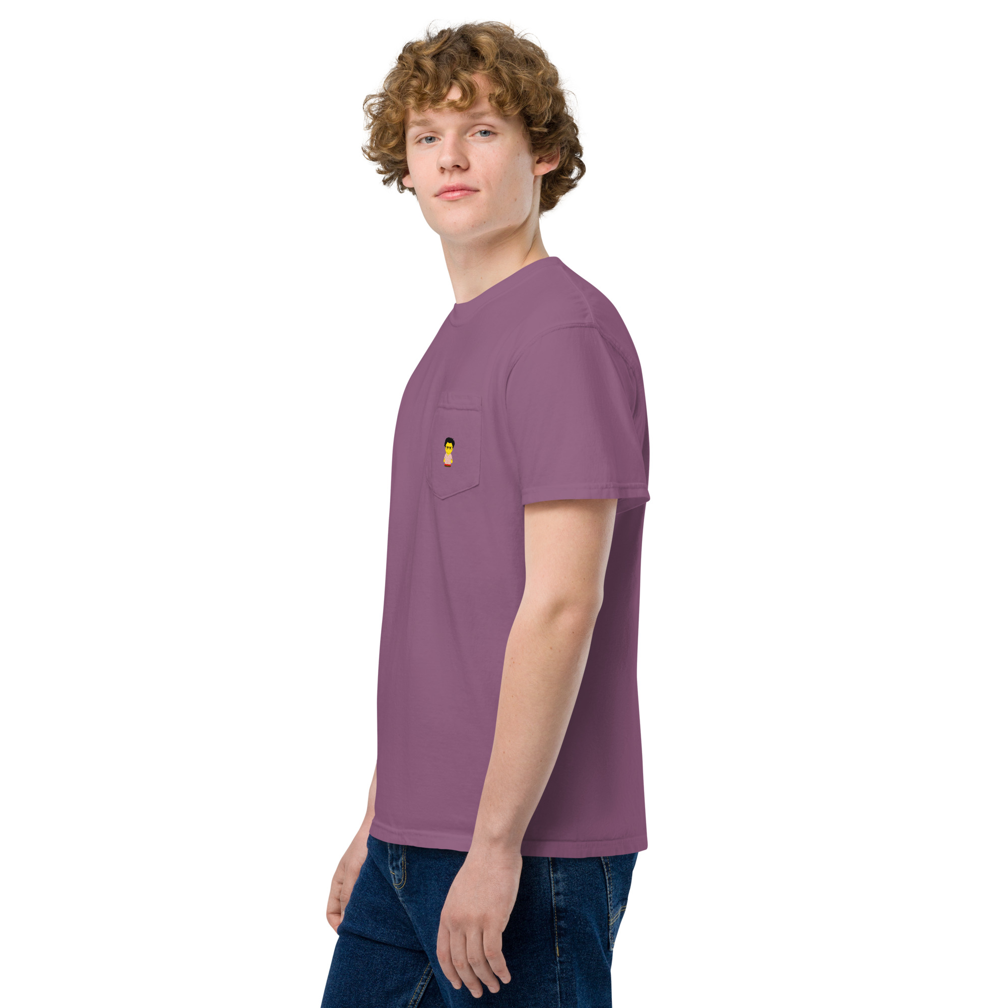 T-shirt teinté avec poche unisexe (CHECAR-LOGCC2-BEIRED1) – Image 31