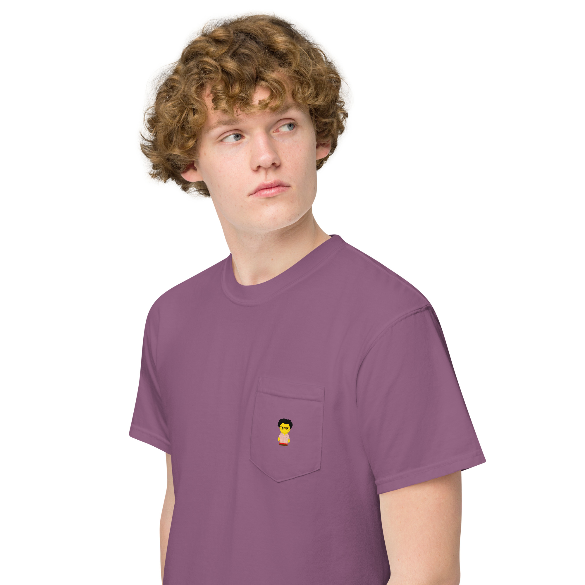 T-shirt teinté avec poche unisexe (CHECAR-LOGCC2-BEIRED1) – Image 29