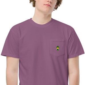 T-shirt teinté avec poche unisexe (COLBOB-LOG001-VER001)