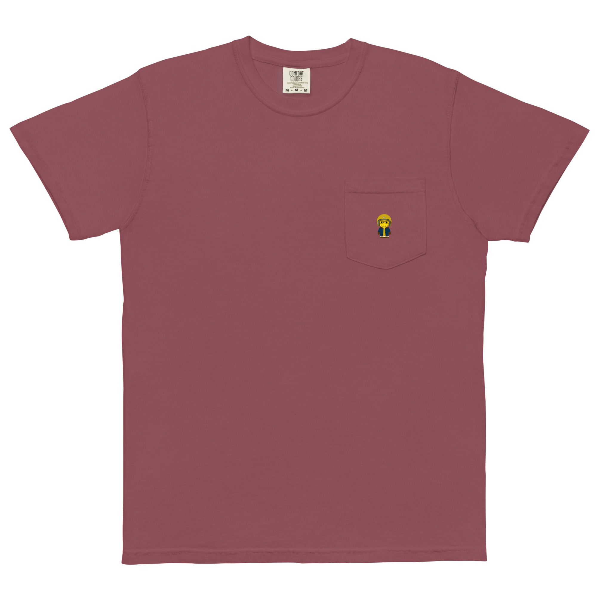 T-shirt teinté avec poche unisexe (BARBLU-CORBIK-MOU002) – Image 3