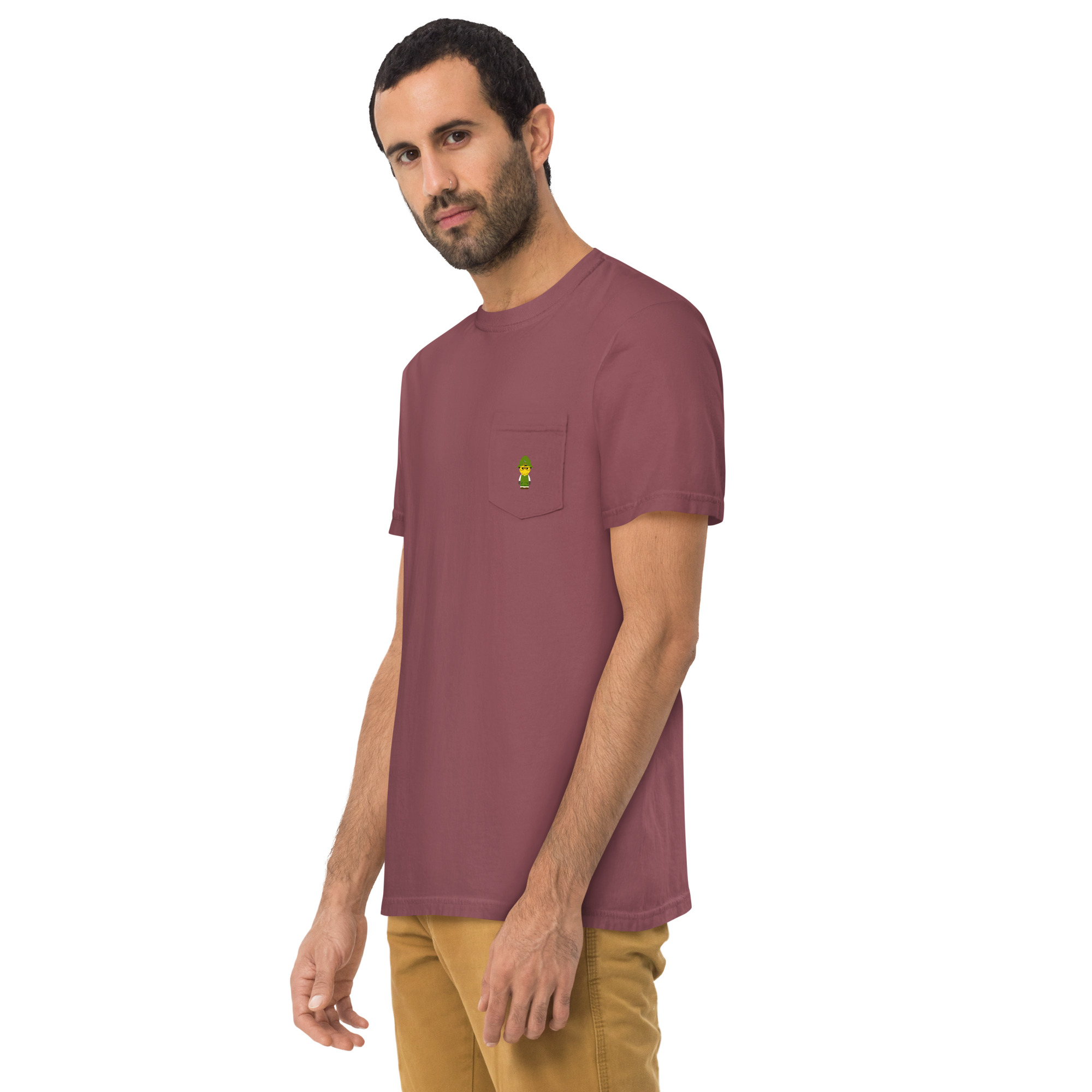 T-shirt teinté avec poche unisexe (COLBOB-LOG001-VER002) – Image 6