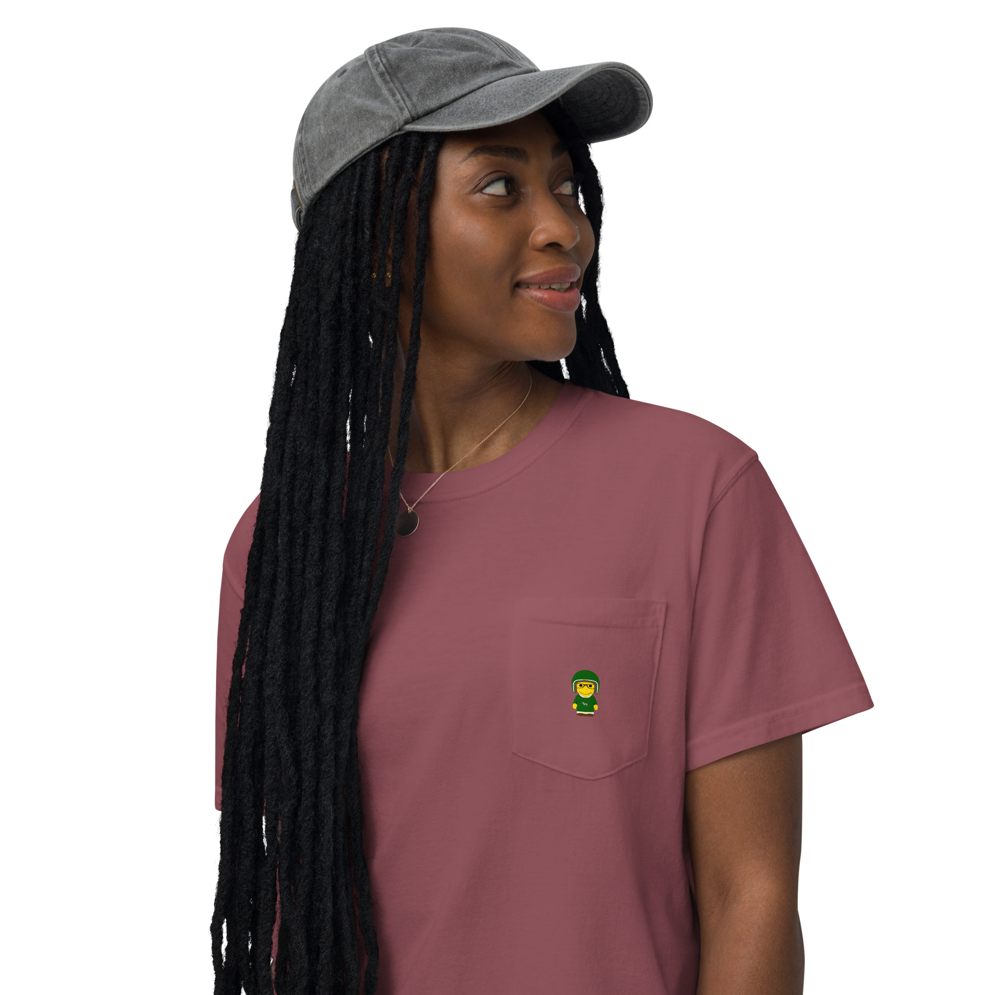T-shirt teinté avec poche unisexe (CORBIK-LOGSAP-ROS001) – Image 4
