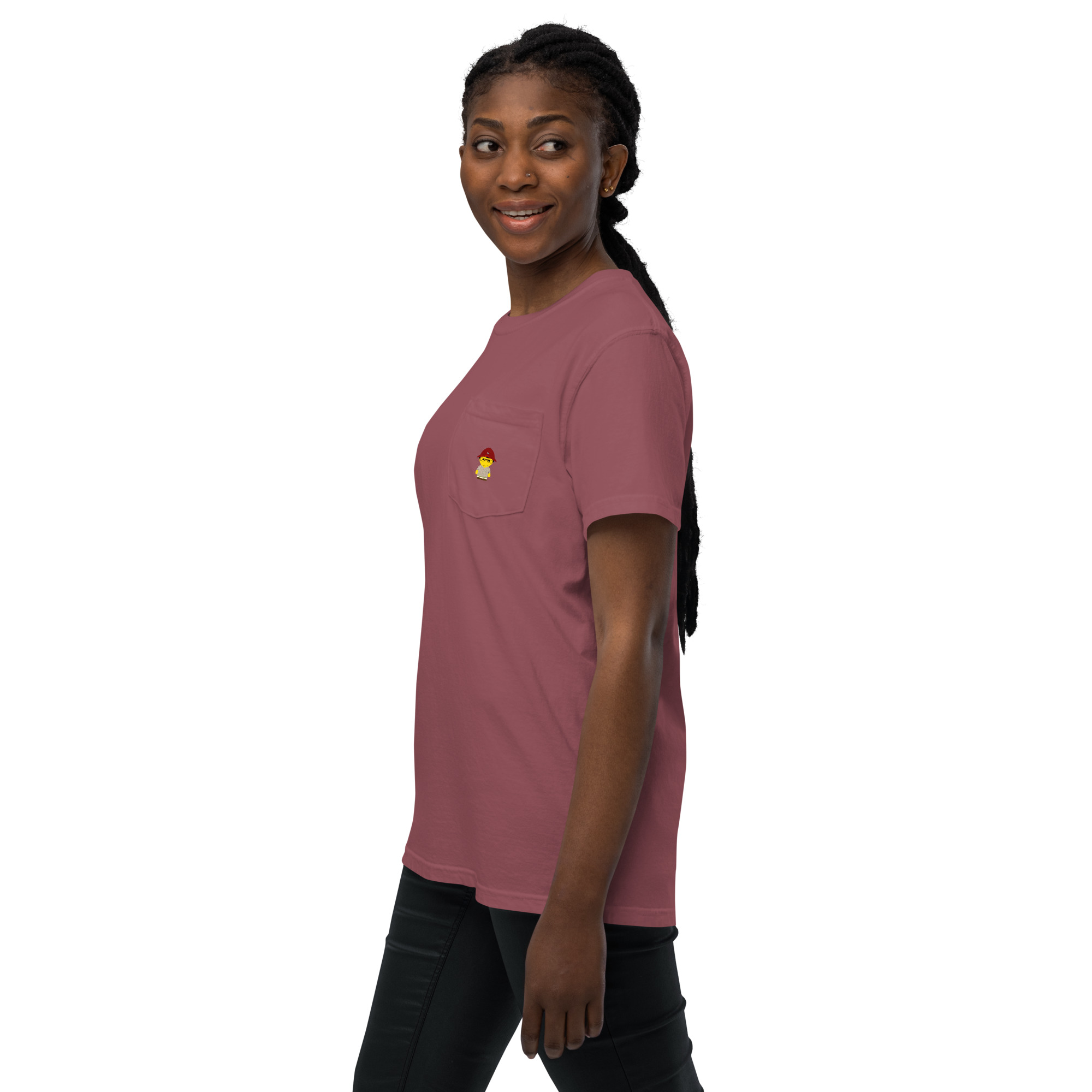 T-shirt teinté avec poche unisexe (CHECAR-LOGBOB-REDBDX1) – Image 14