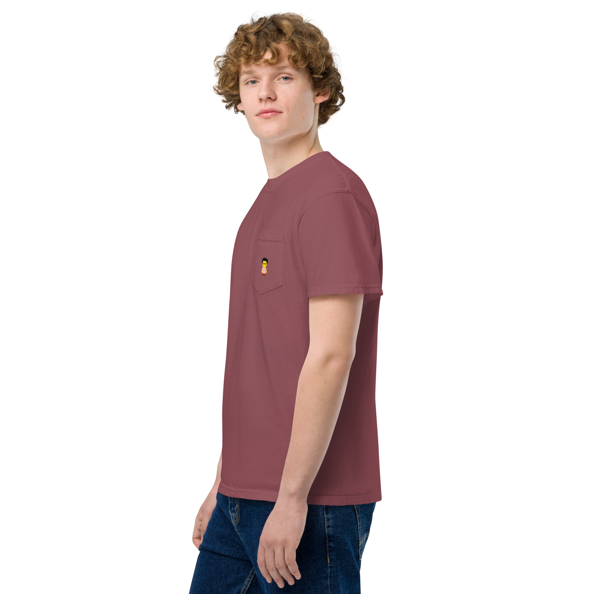 T-shirt teinté avec poche unisexe (CHECAR-LOGCC2-BEIRED1) – Image 23