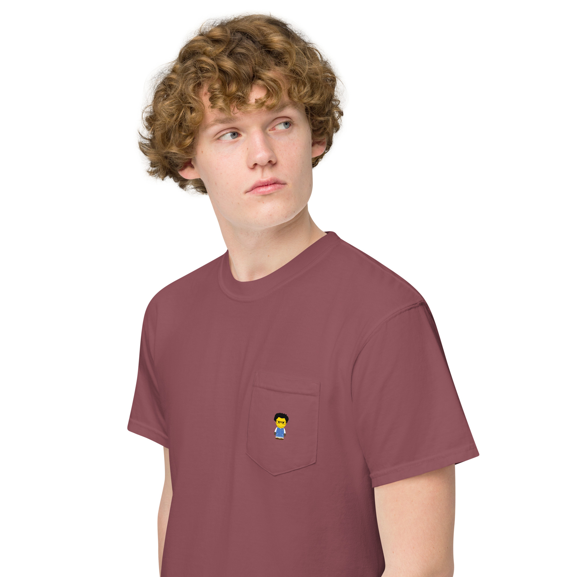 T-shirt teinté avec poche unisexe (COLCC2-LOG001-CIE001) – Image 20