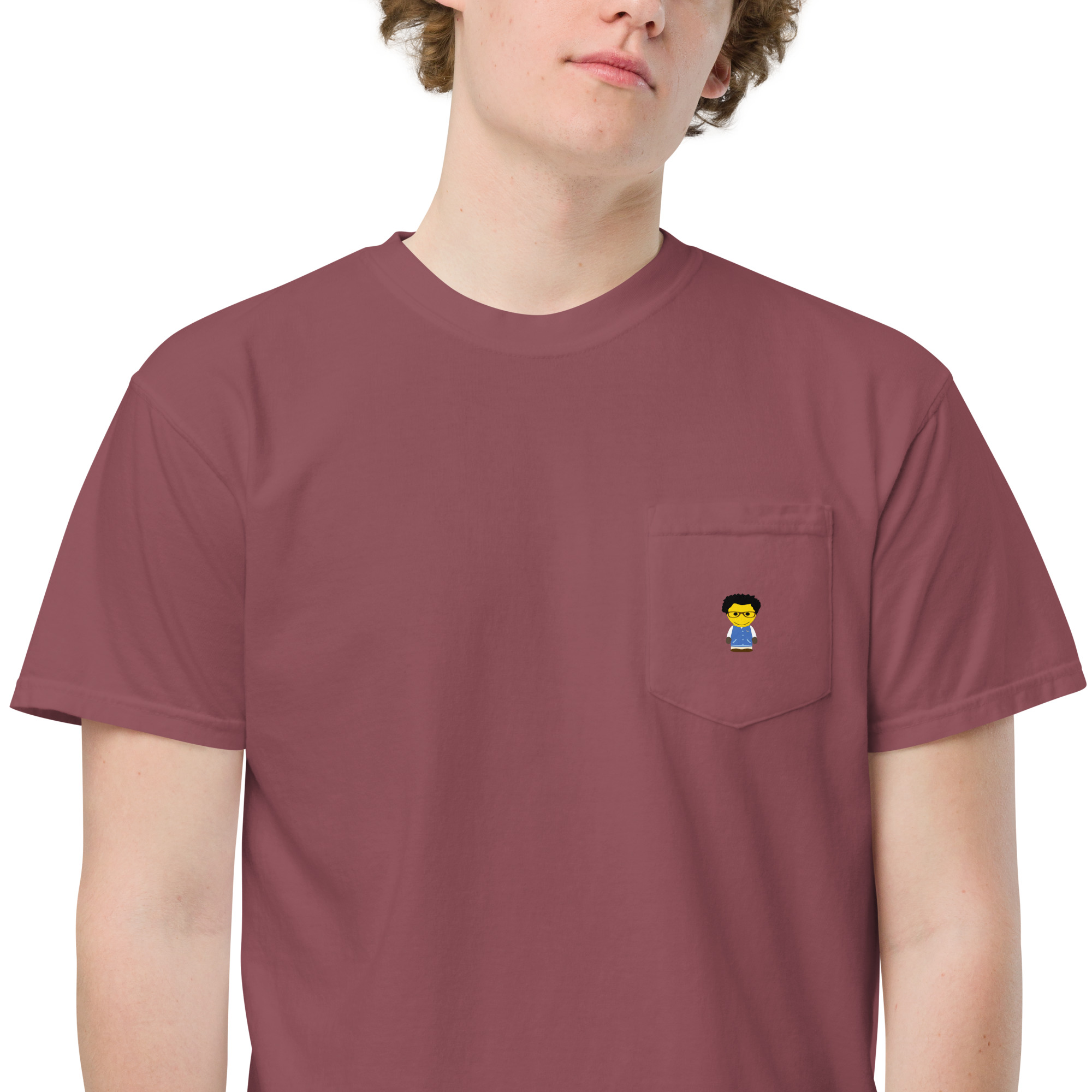 T-shirt teinté avec poche unisexe (COLCC2-LOG001-CIE001) – Image 18