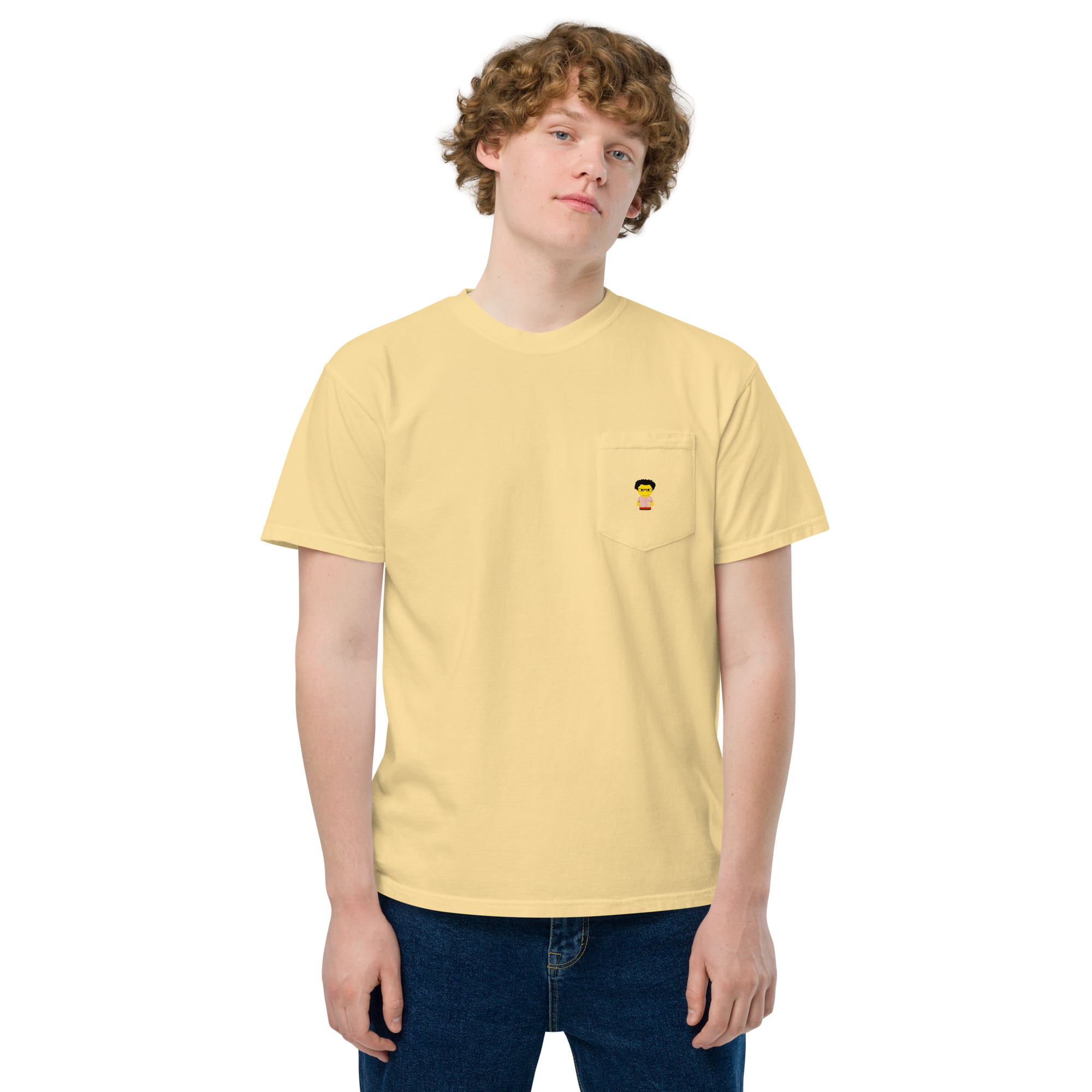 T-shirt teinté avec poche unisexe (CHECAR-LOGCC2-BEIRED1) – Image 66