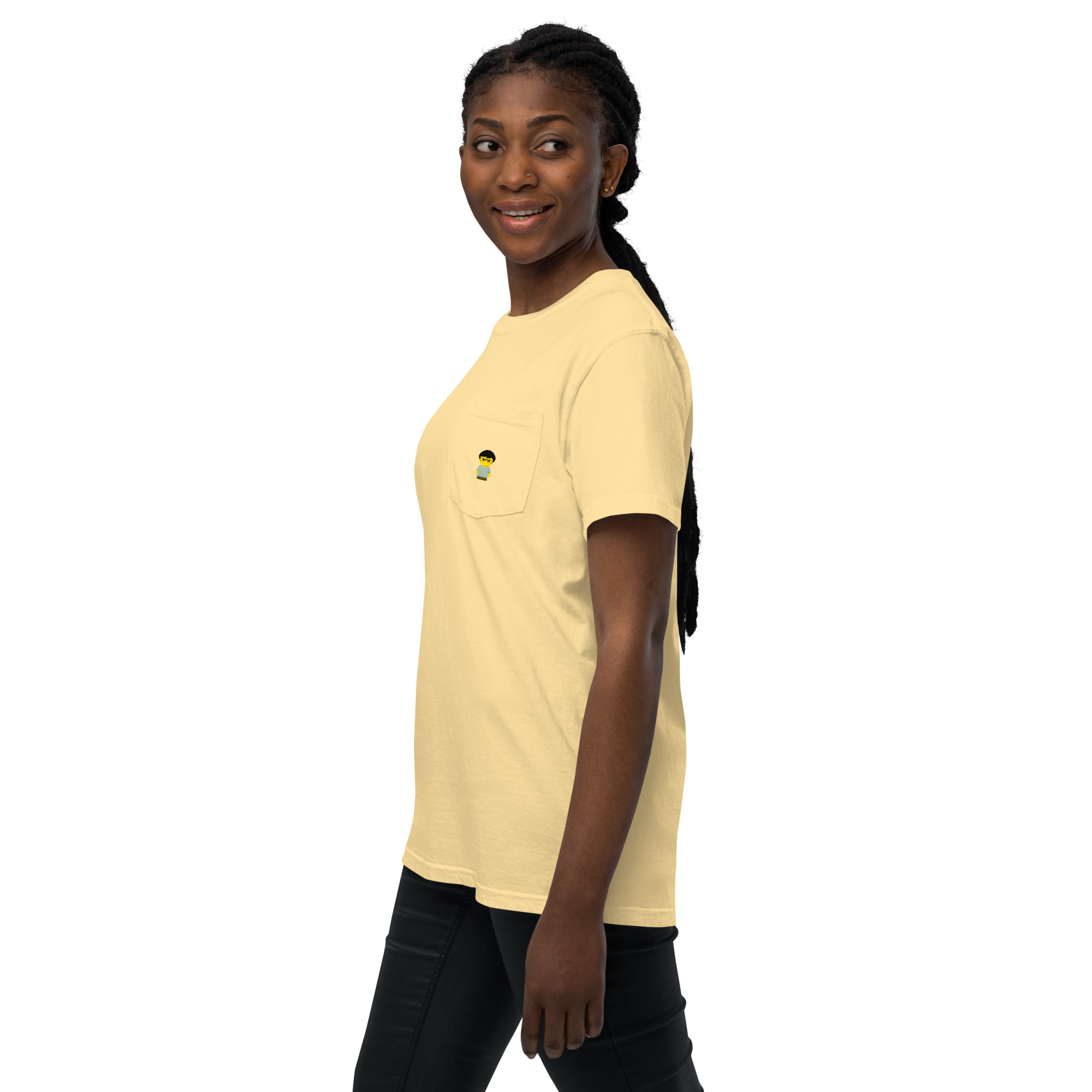 T-shirt teinté avec poche unisexe (CHECAR-LOGCC1-BLUVER2) – Image 44