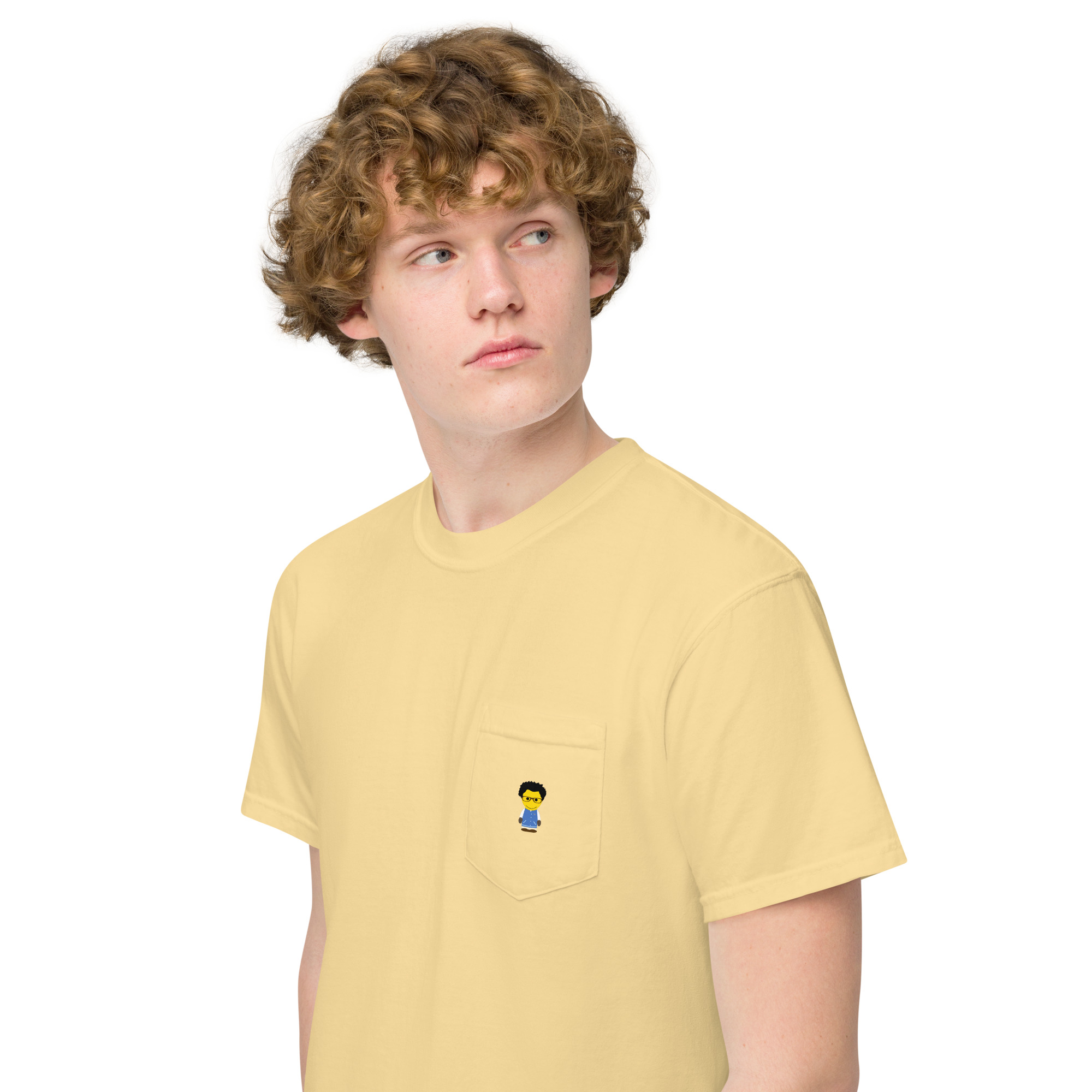 T-shirt teinté avec poche unisexe (COLCC2-LOG001-CIE001) – Image 68