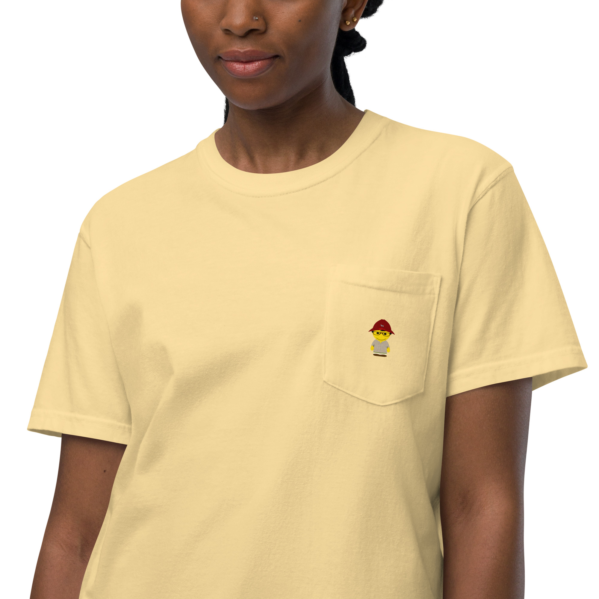 T-shirt teinté avec poche unisexe (CHECAR-LOGBOB-REDBDX1) – Image 42