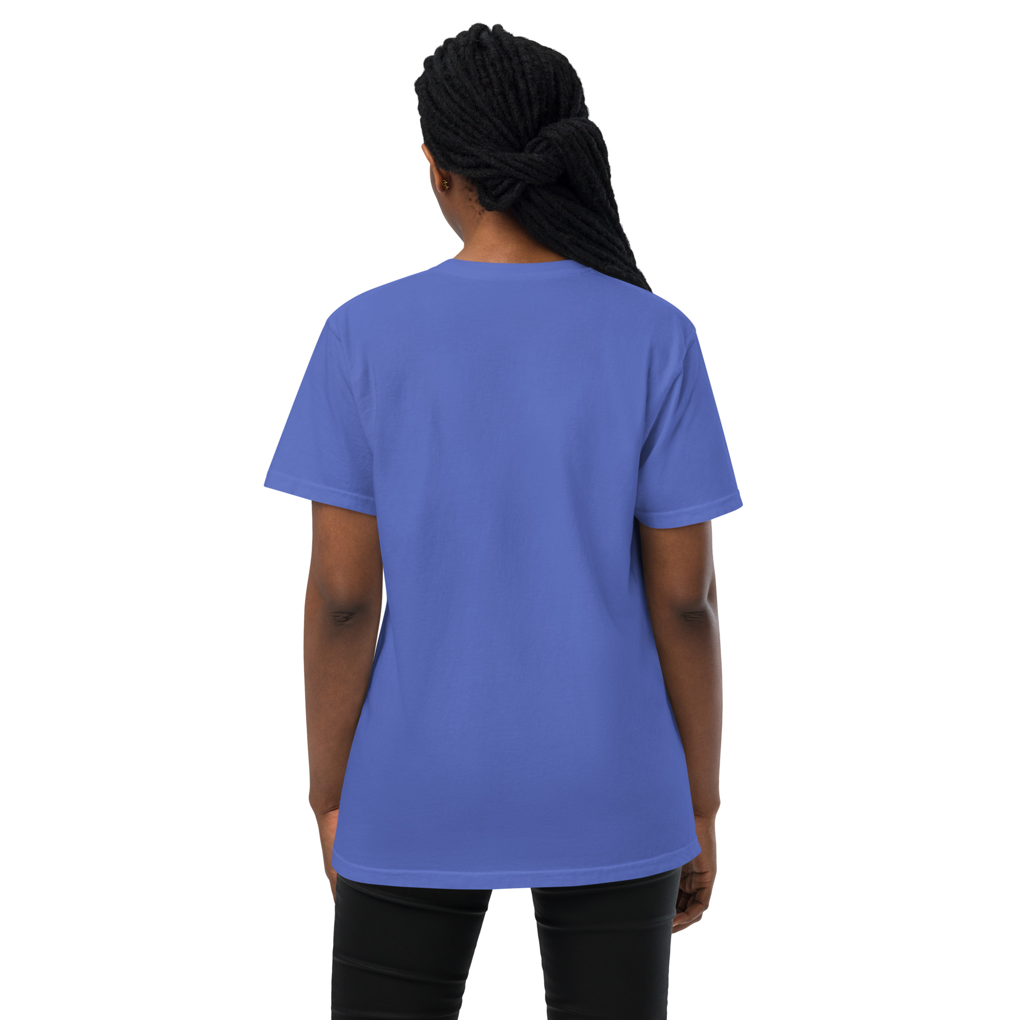 T-shirt teinté avec poche unisexe (CHECAR-LOGCC1-BLUVER2) – Image 23