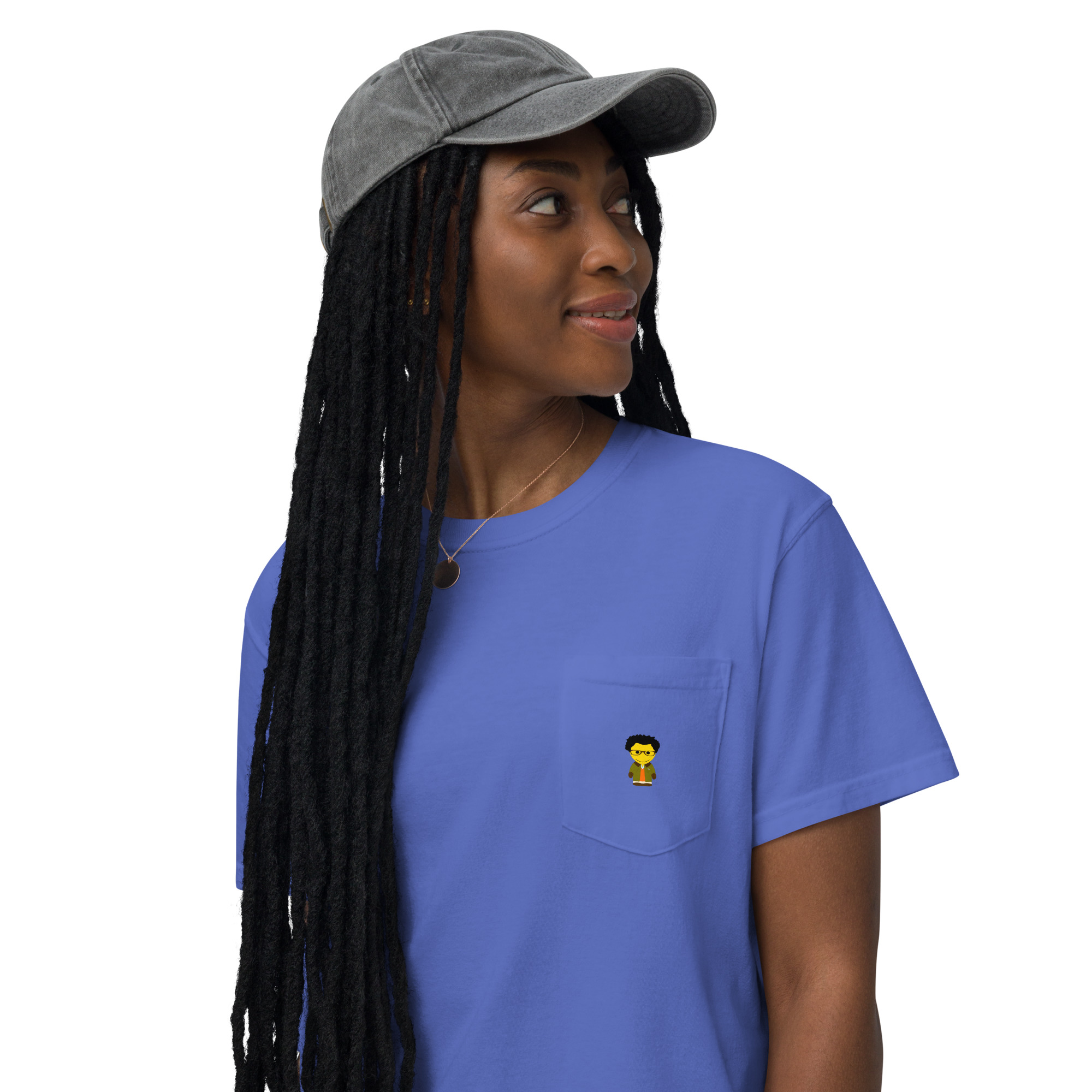 T-shirt teinté avec poche unisexe (BARVER-COVCC2-ORA003) – Image 6