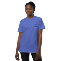T-shirt teinté avec poche unisexe - chemise écossaise - Benedict - bleue & verte
