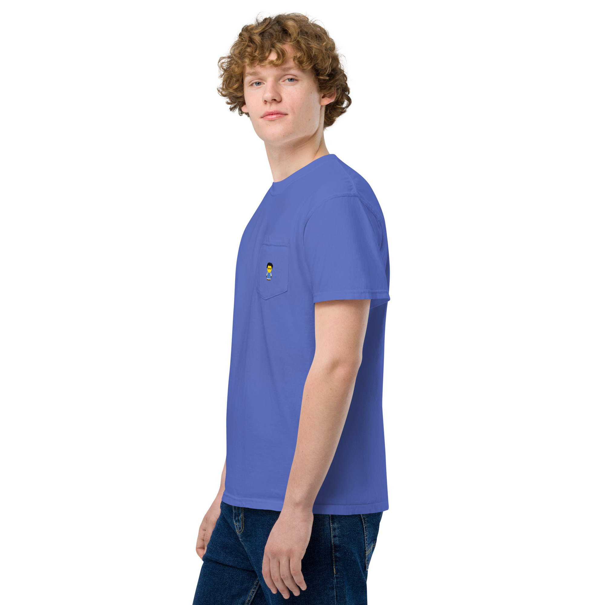 T-shirt teinté avec poche unisexe (COLCC2-LOG001-CIE001) – Image 38