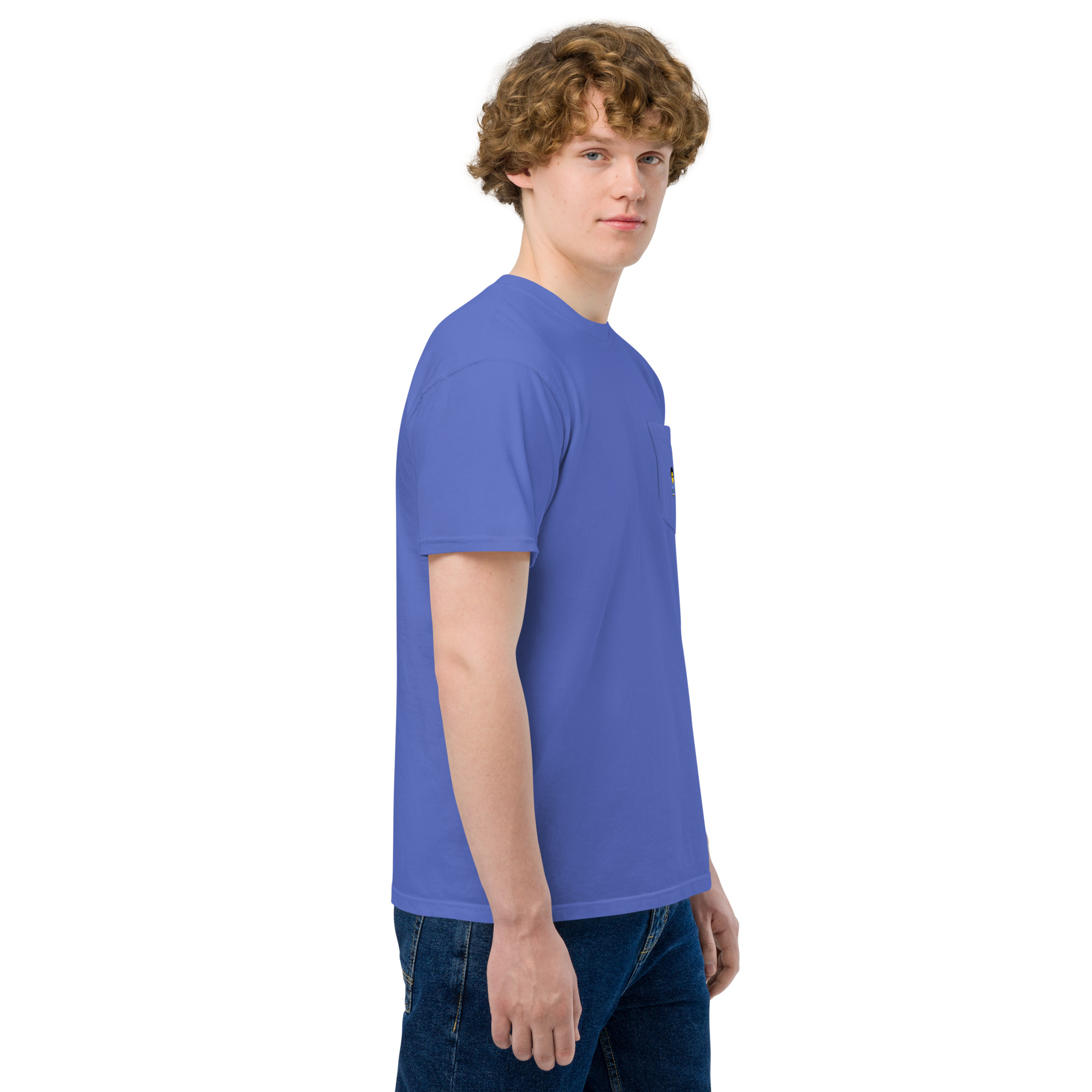T-shirt teinté avec poche unisexe (COLCC2-LOG001-CIE001) – Image 39