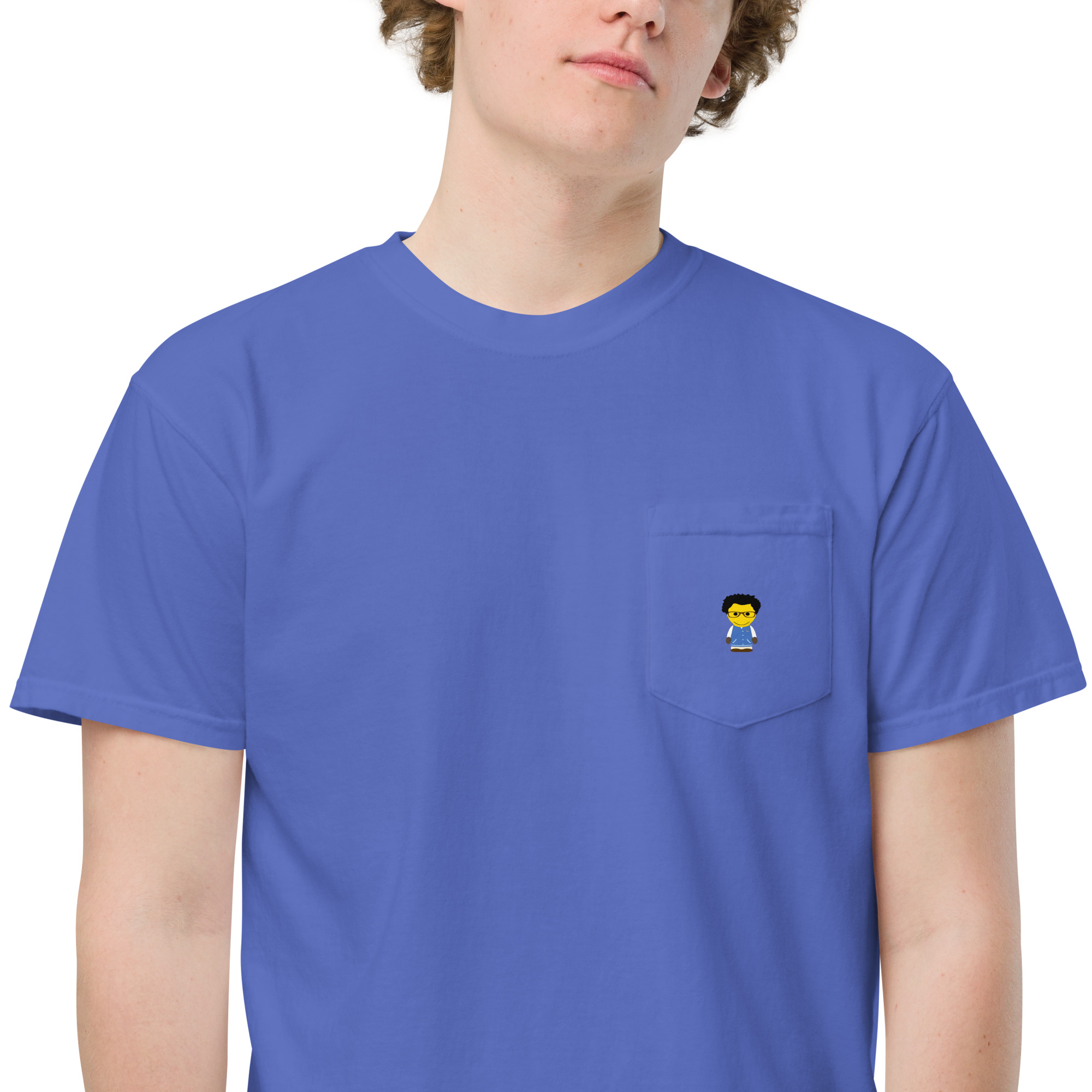 T-shirt teinté avec poche unisexe (COLCC2-LOG001-CIE001) – Image 34