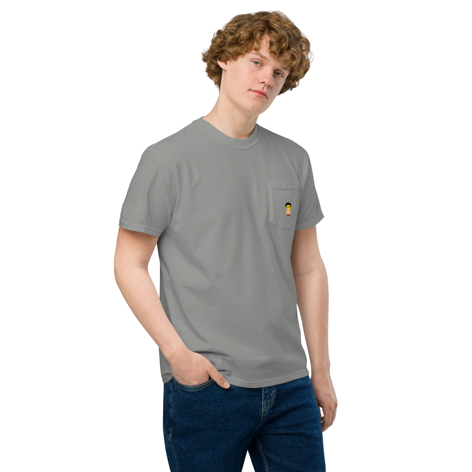 T-shirt teinté avec poche unisexe (CHECAR-LOGCC2-BEIRED1) – Image 57