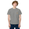 T-shirt teinté avec poche unisexe (POLUNI-LOGOLI-CC2001)