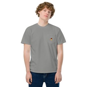 T-shirt teinté avec poche unisexe (POLUNI-LOGOLI-CC2001)