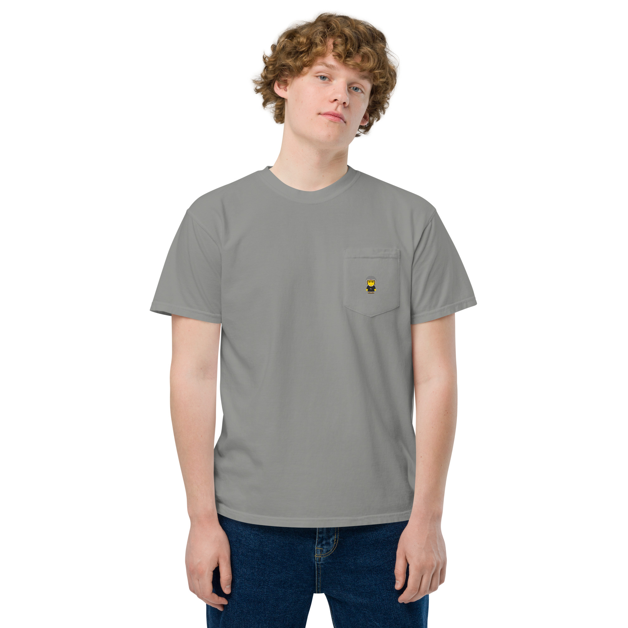 T-shirt teinté avec poche unisexe (CORBIK-LOGBLA-ROS001)