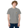 T-shirt teinté avec poche unisexe (RUG001-ALLBLA-LOG001)
