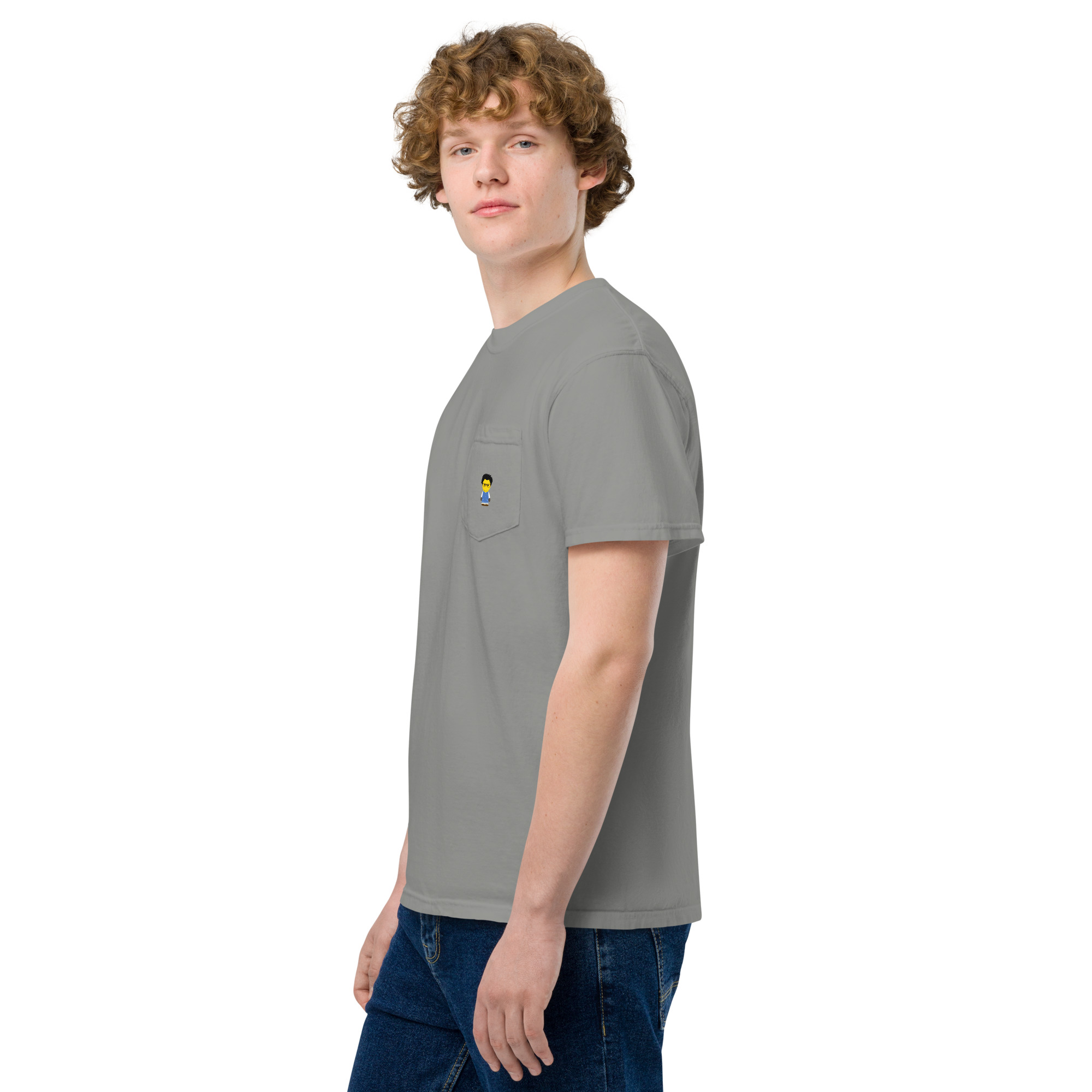 T-shirt teinté avec poche unisexe (COLCC2-LOG001-CIE001) – Image 54