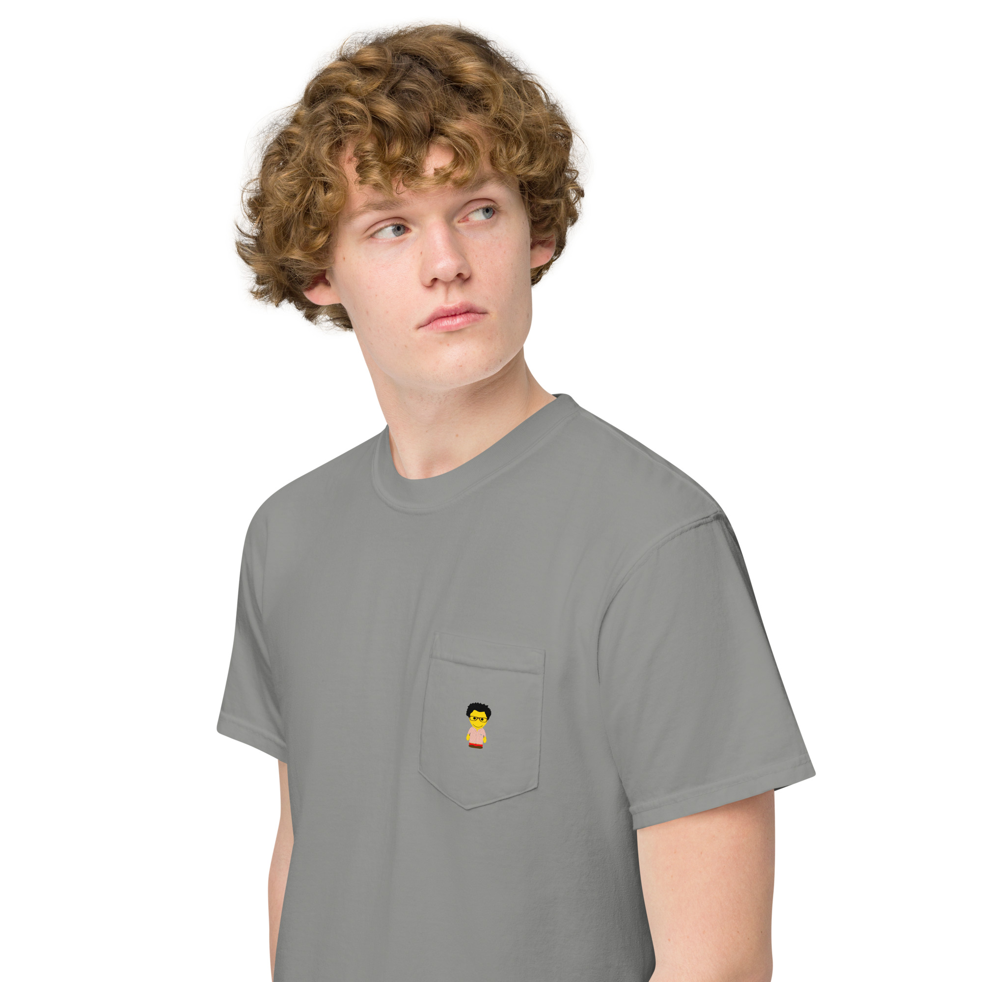 T-shirt teinté avec poche unisexe (CHECAR-LOGCC2-BEIRED1) – Image 53