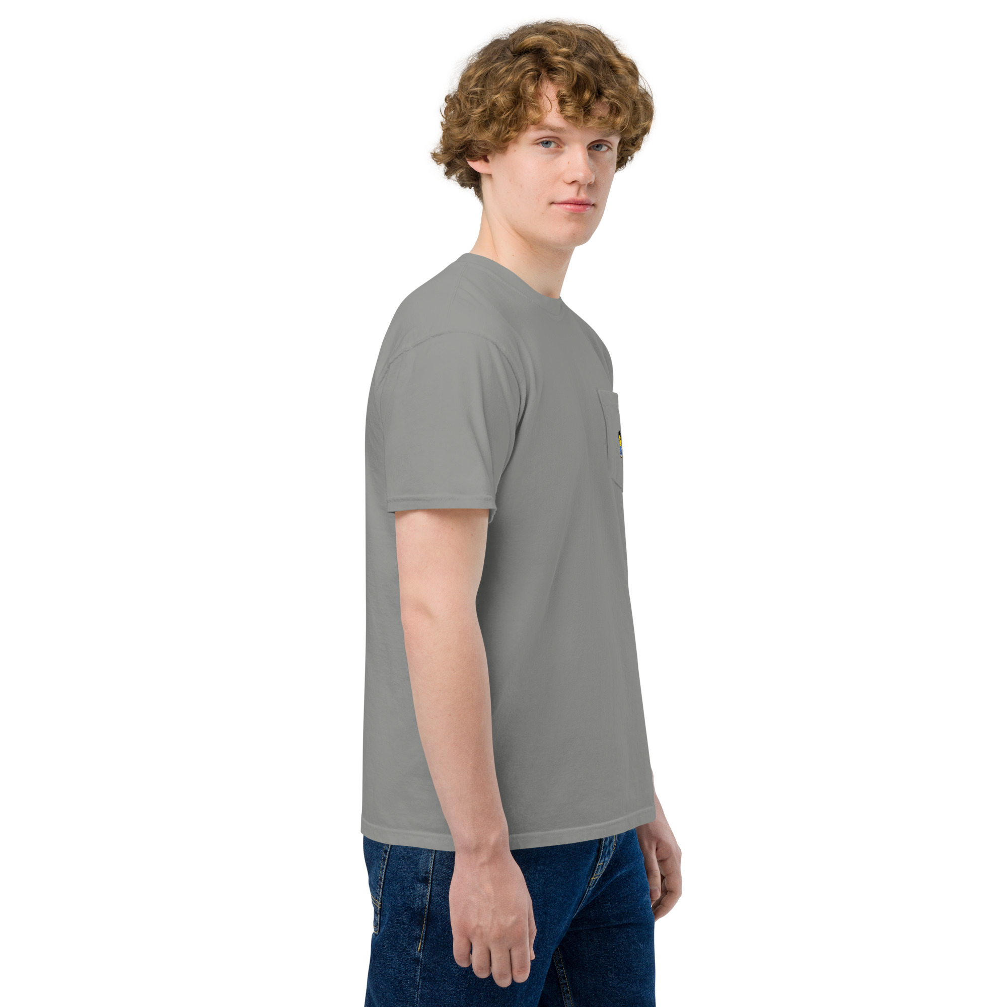 T-shirt teinté avec poche unisexe (COLCC2-LOG001-CIE001) – Image 55