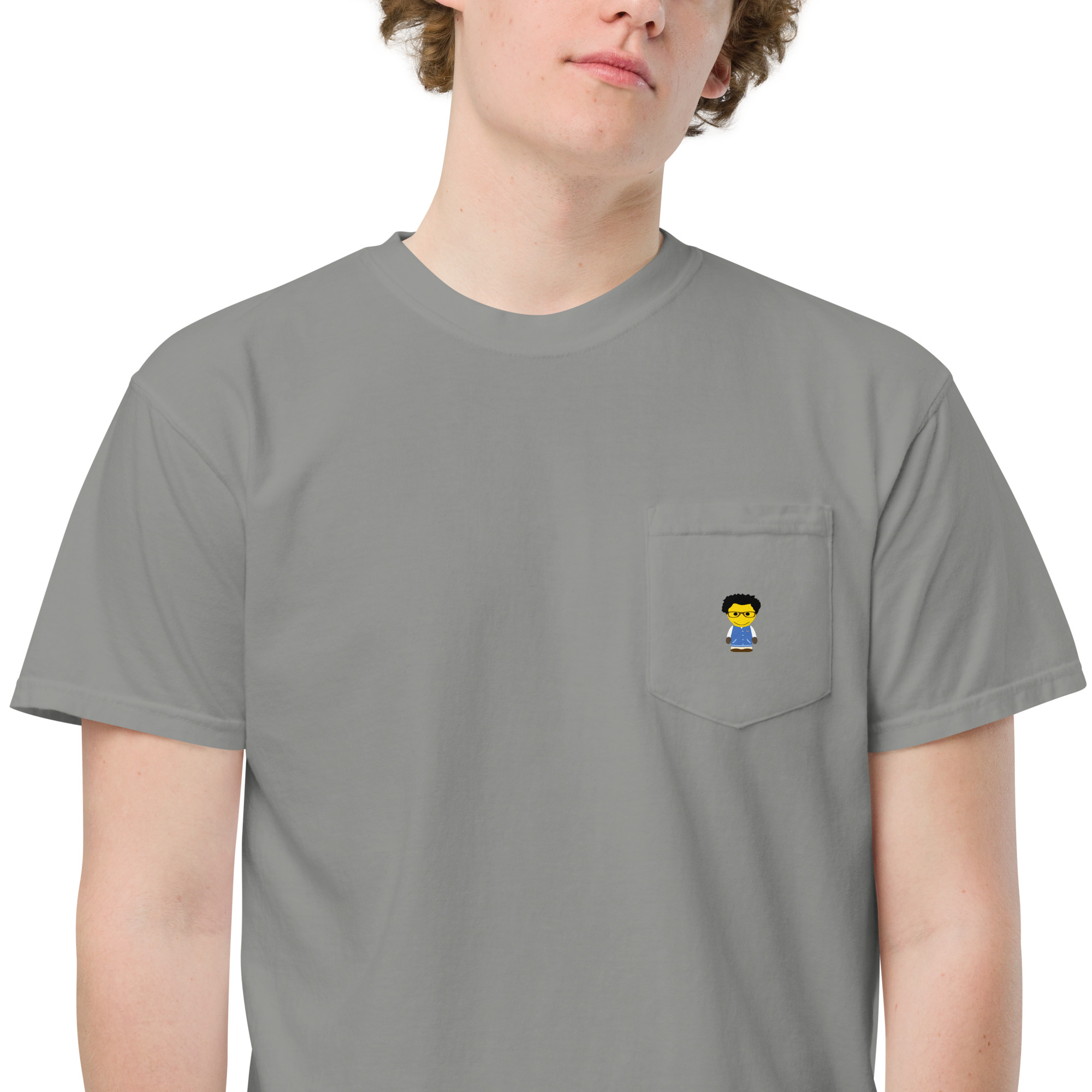 T-shirt teinté avec poche unisexe (COLCC2-LOG001-CIE001) – Image 50