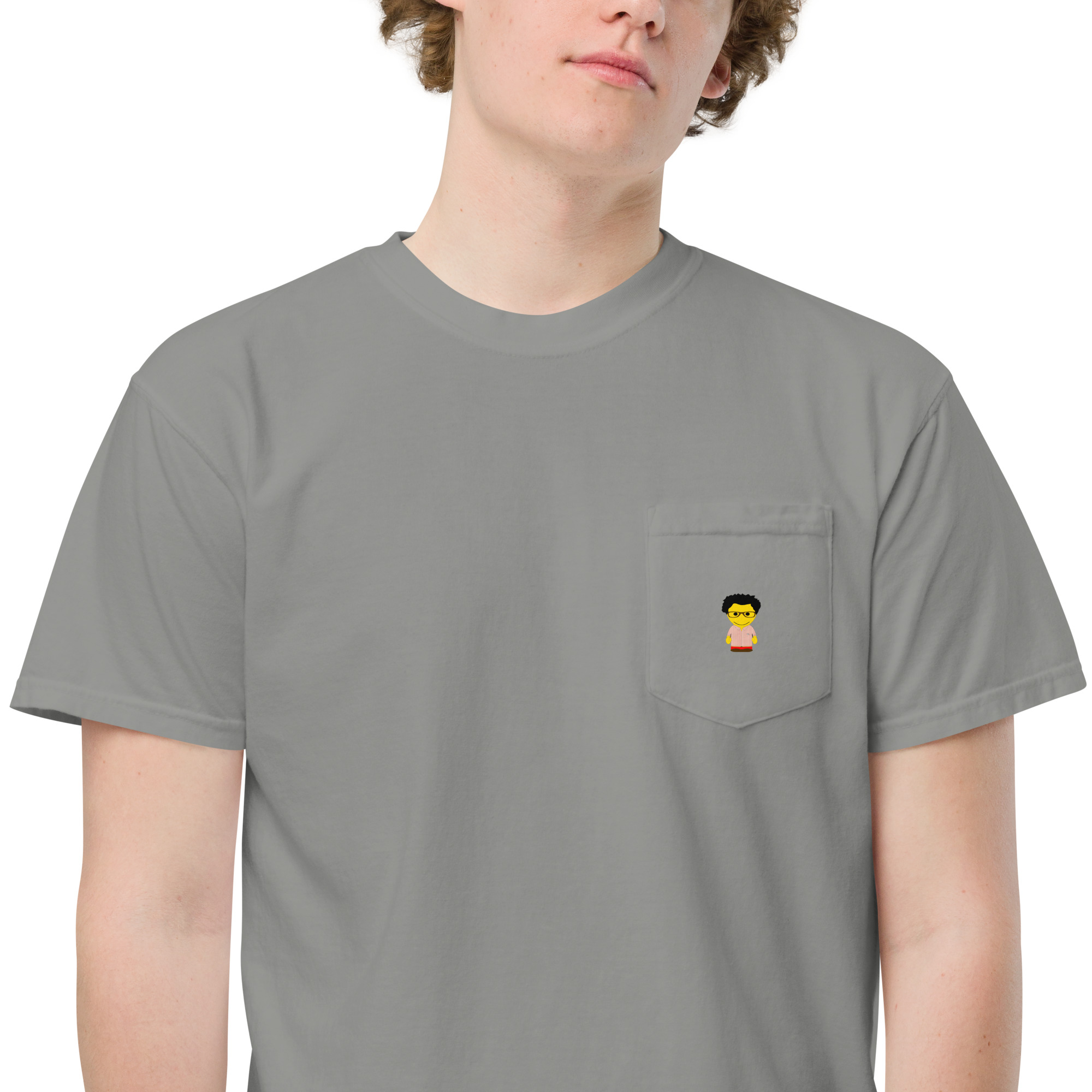 T-shirt teinté avec poche unisexe (CHECAR-LOGCC2-BEIRED1) – Image 51