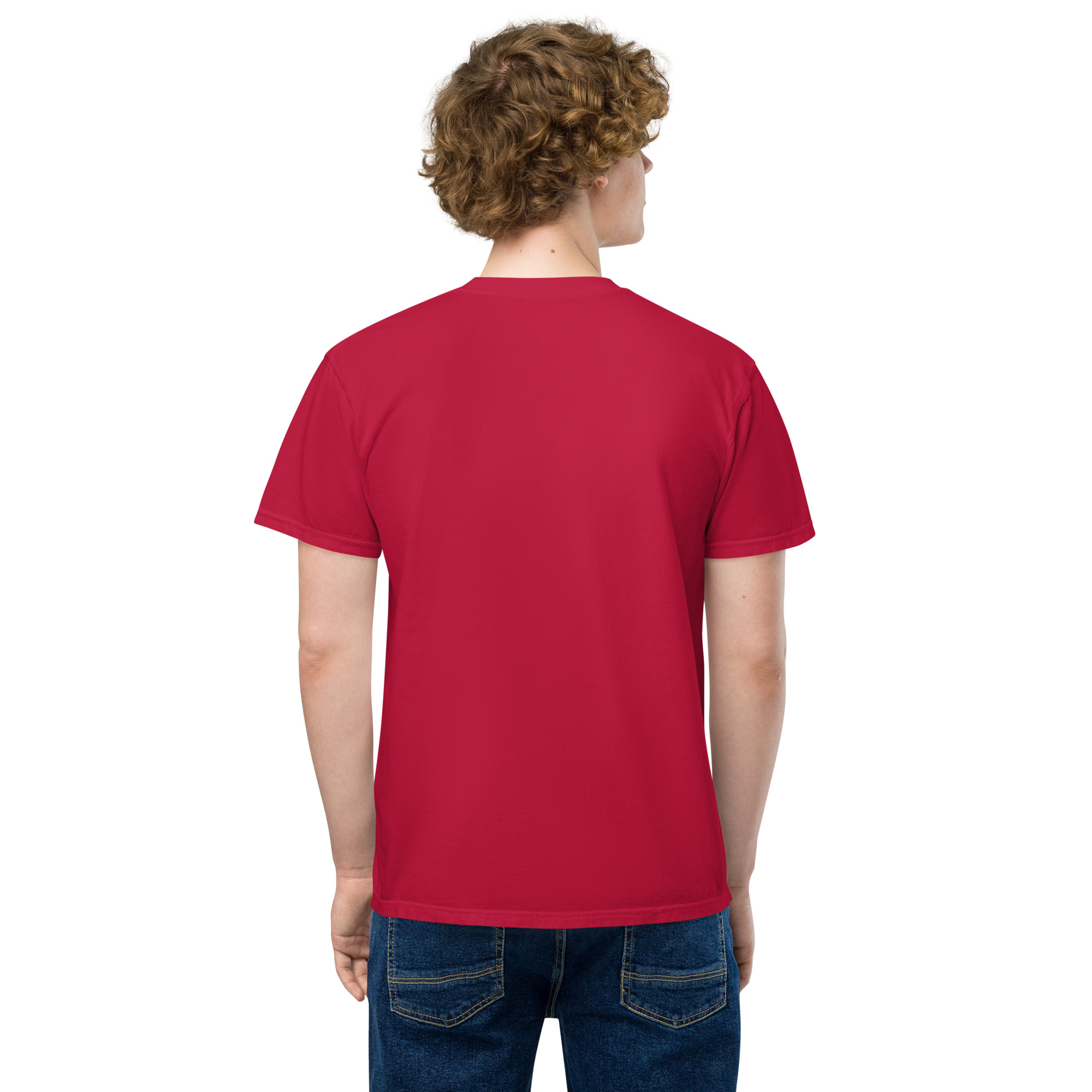 T-shirt teinté avec poche unisexe (COLCC2-LOG001-CIE001) – Image 6