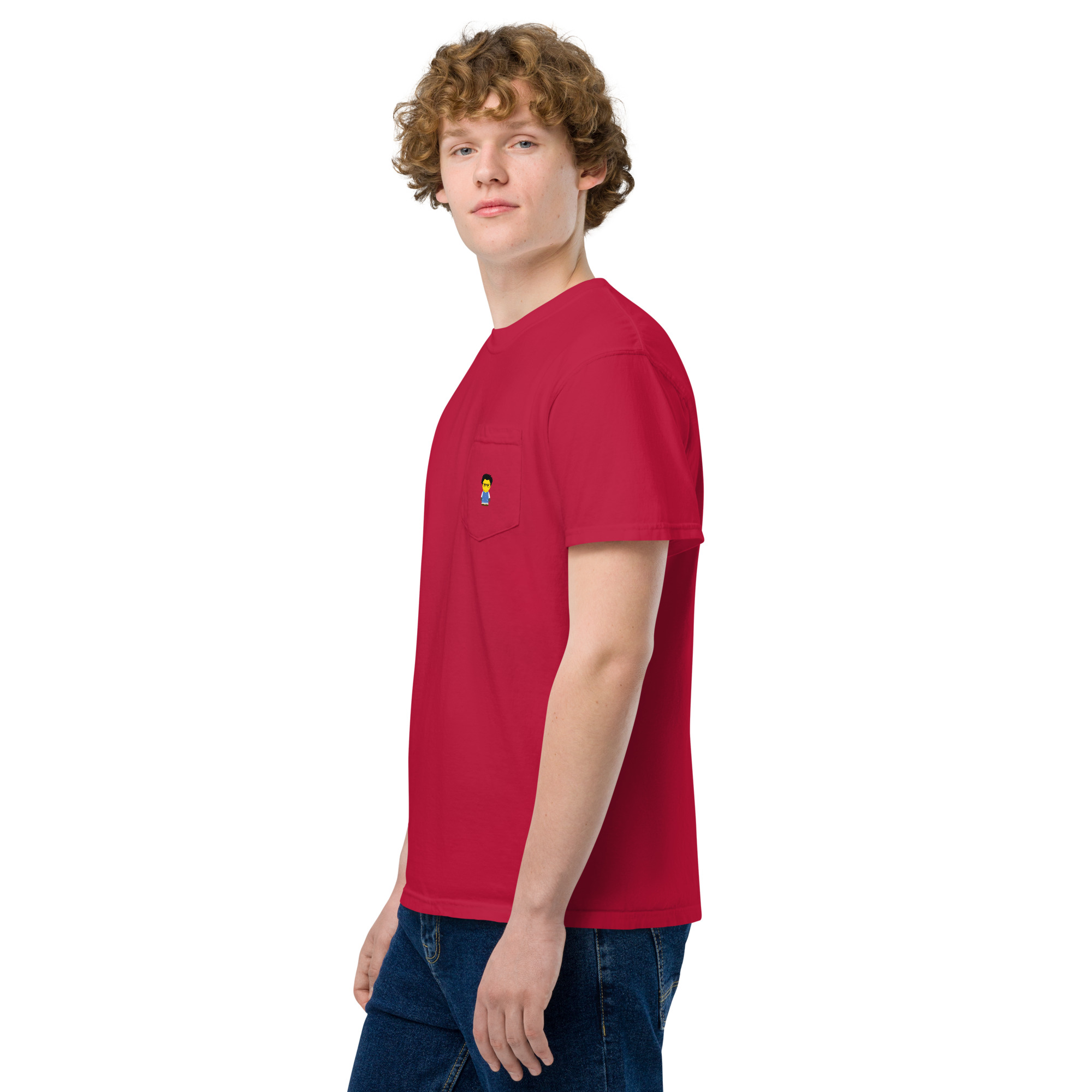 T-shirt teinté avec poche unisexe (COLCC2-LOG001-CIE001) – Image 7