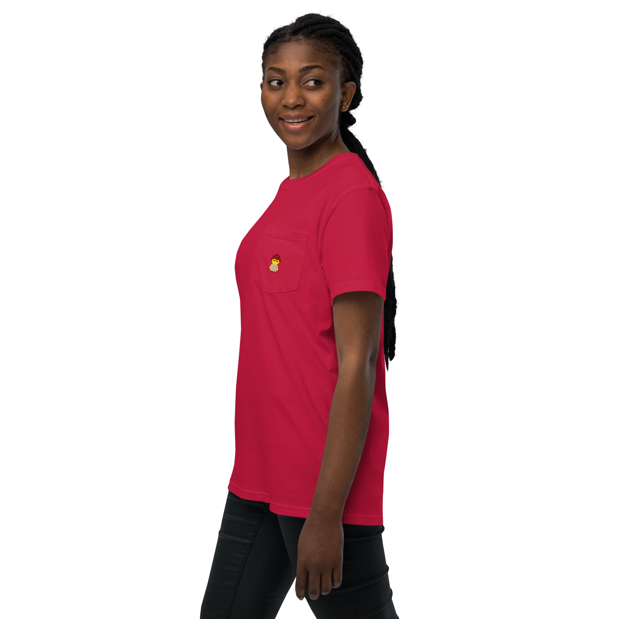 T-shirt teinté avec poche unisexe (CHECAR-LOGBOB-REDBDX1) – Image 4
