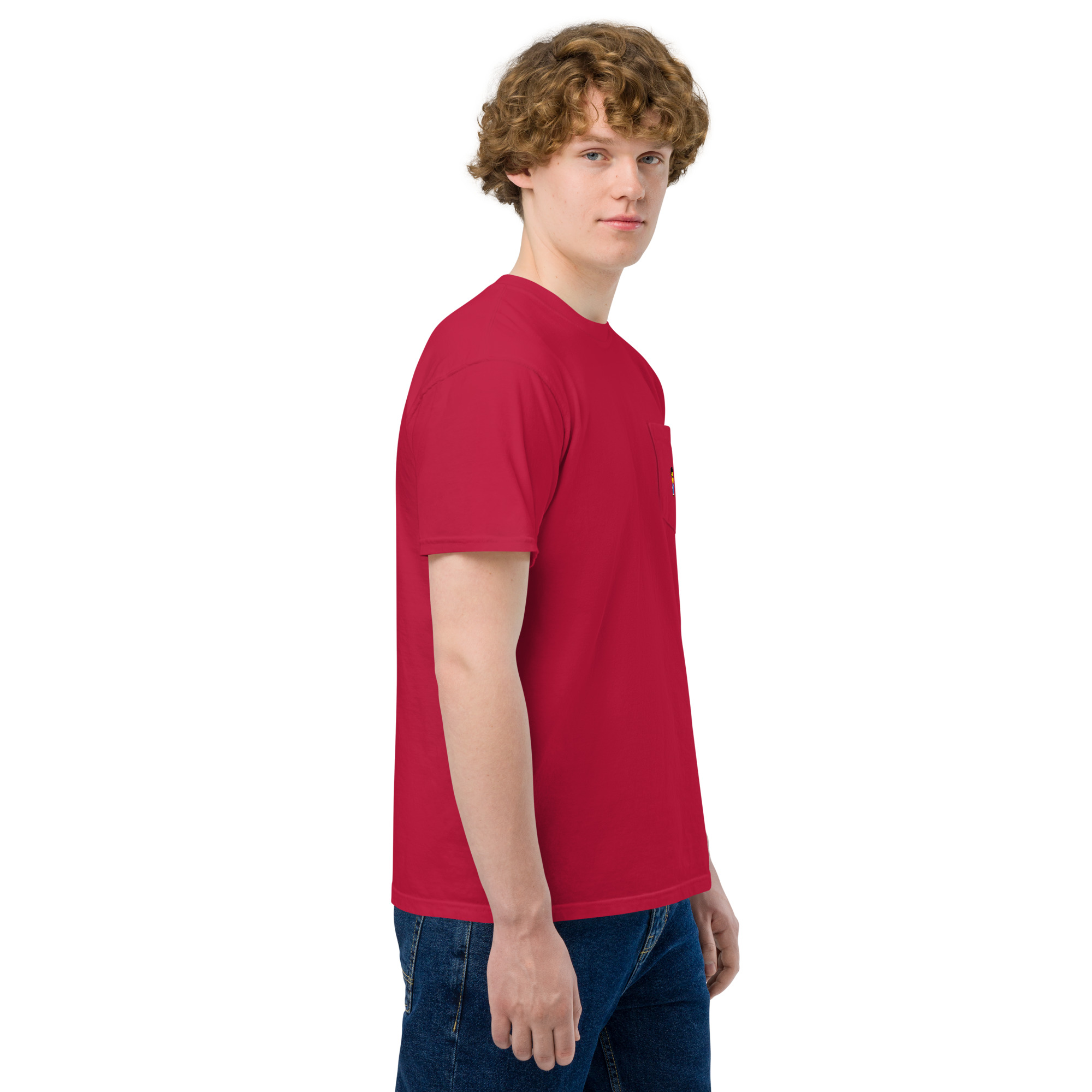 T-shirt teinté avec poche unisexe (COLCC2-LOG001-CIE001) – Image 8