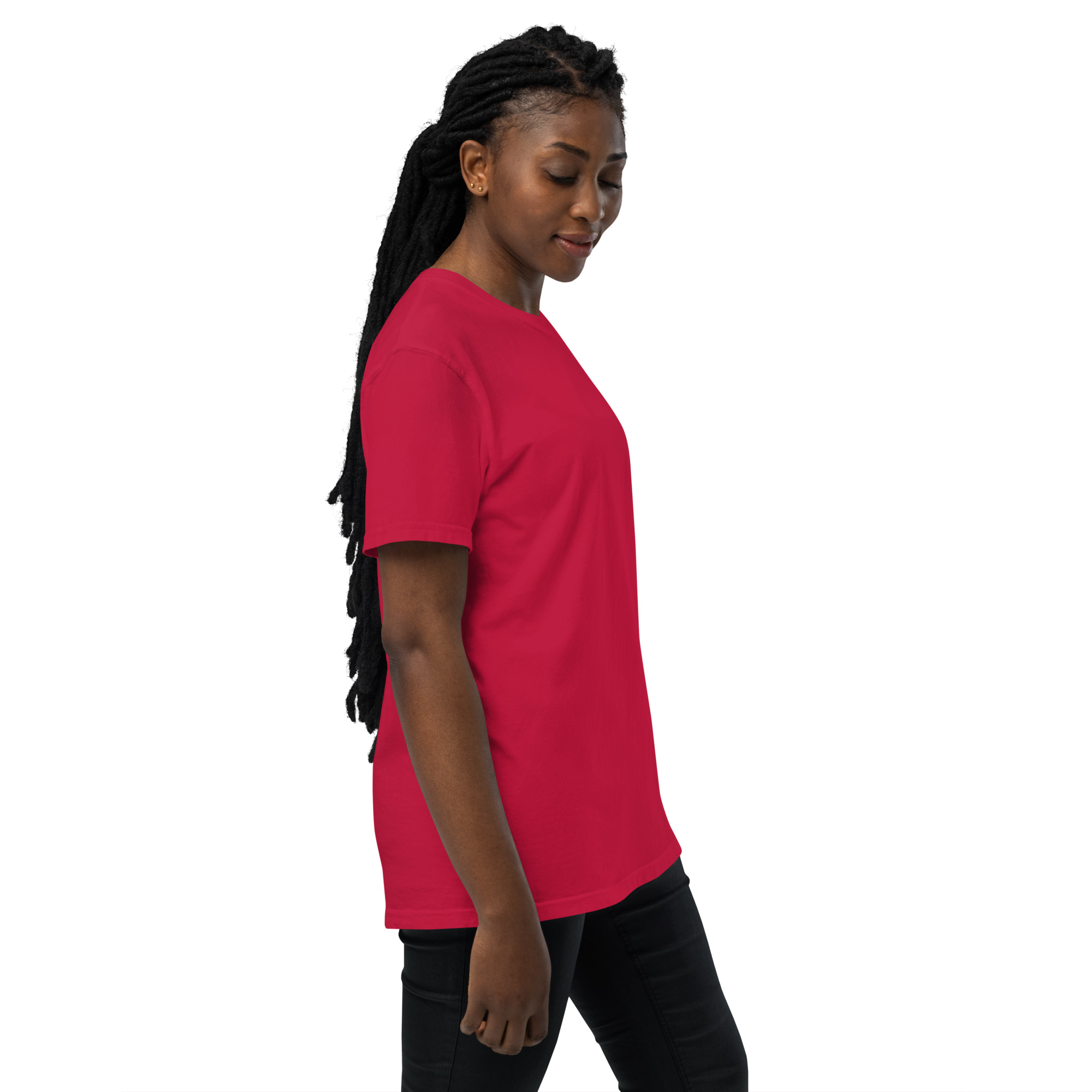 T-shirt teinté avec poche unisexe (CHECAR-LOGCC1-BLUVER2) – Image 6