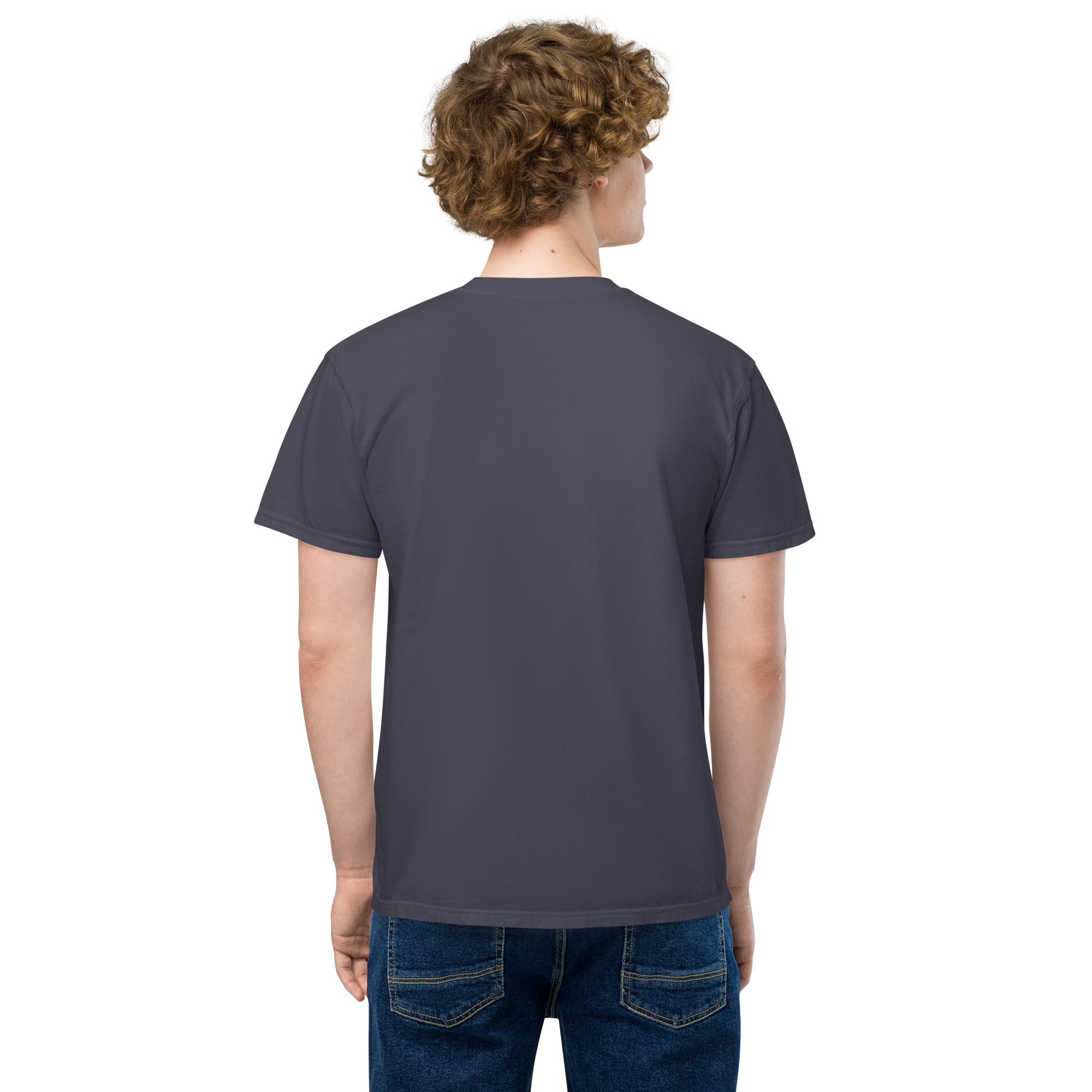 T-shirt teinté avec poche unisexe (COLCC2-LOG001-CIE001) – Image 13
