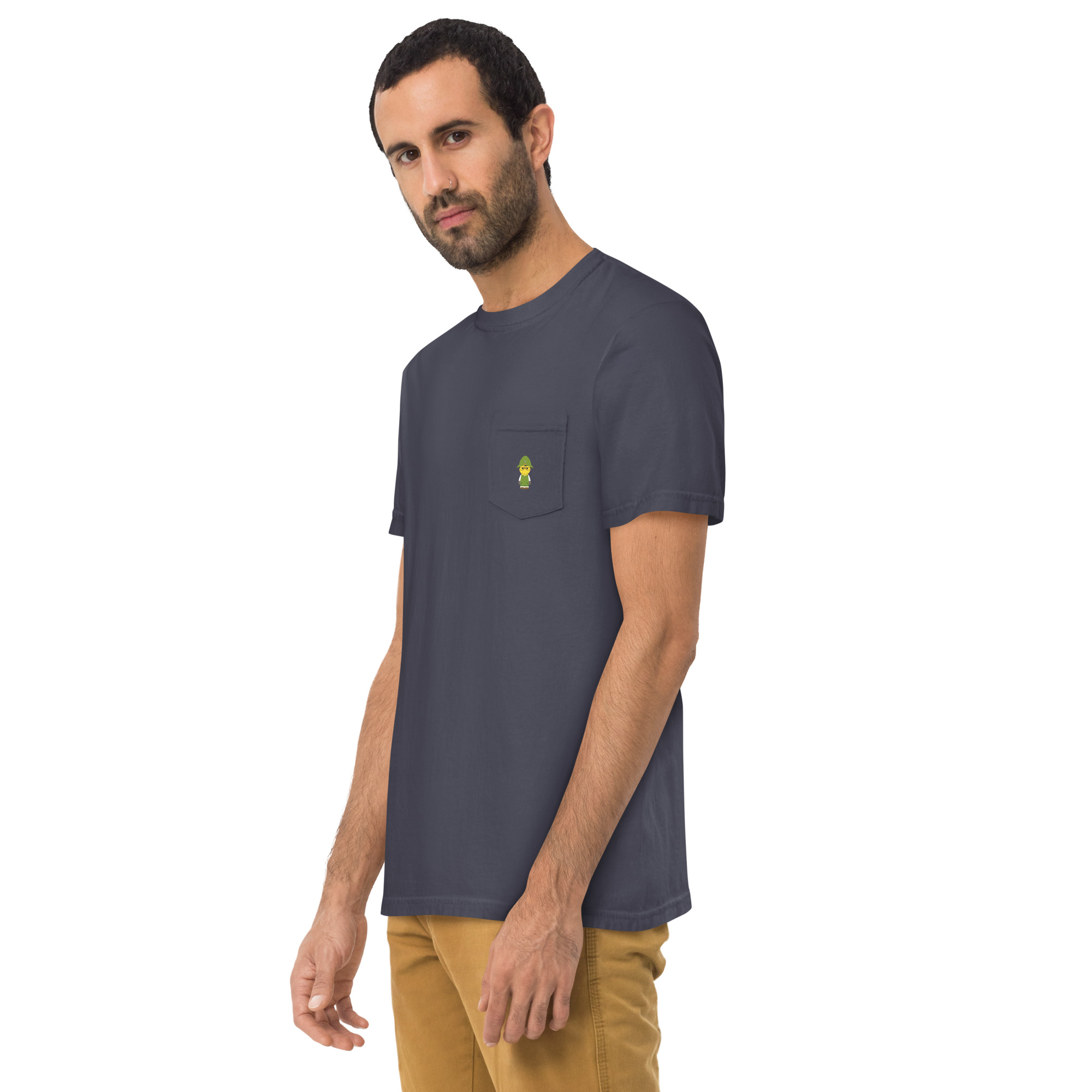 T-shirt teinté avec poche unisexe (COLBOB-LOG001-VER002) – Image 4