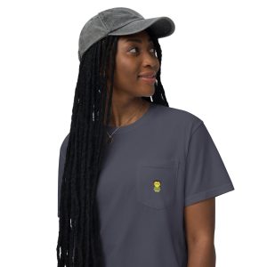 T-shirt teinté avec poche unisexe (FOROLI-LOGCC2-WHI001)