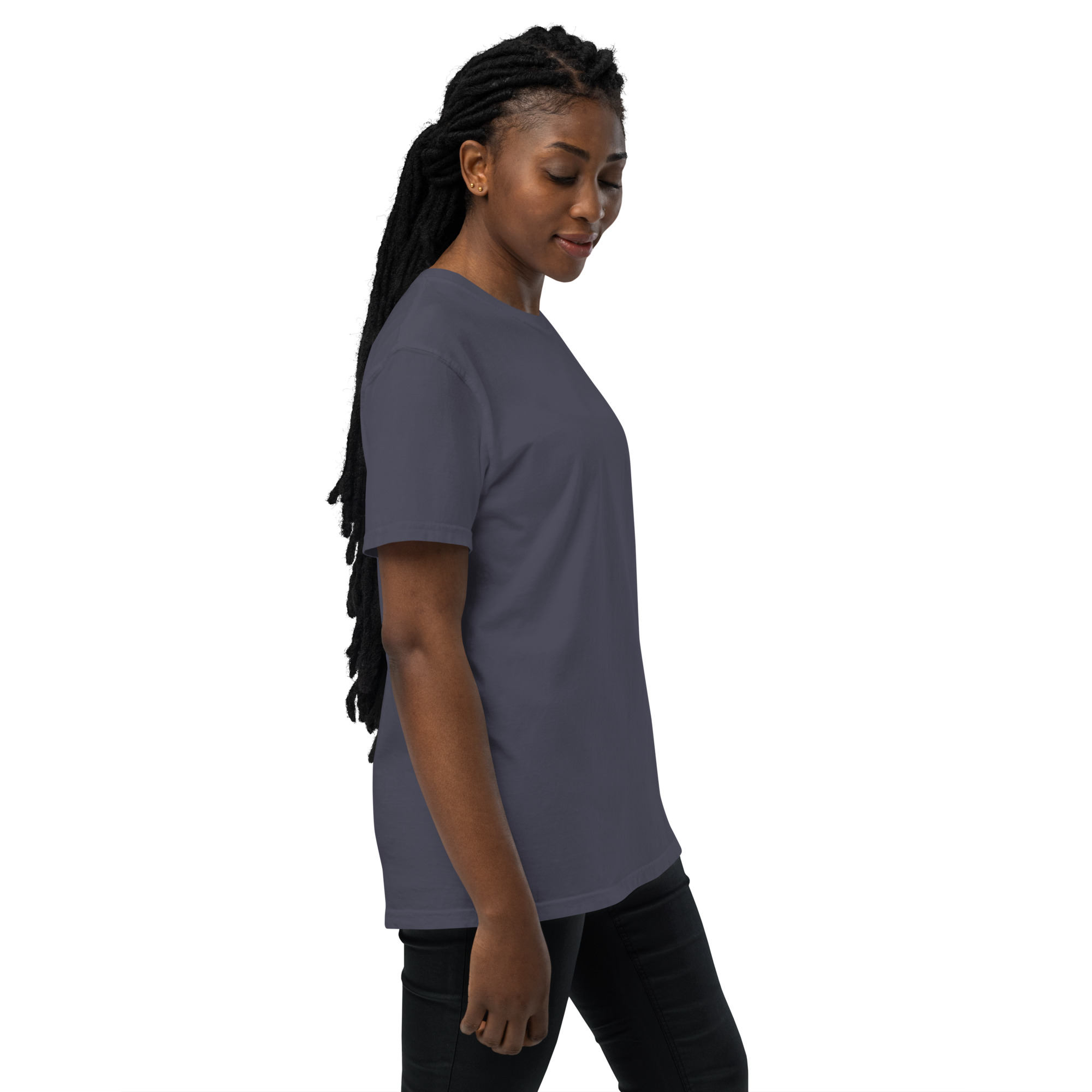 T-shirt teinté avec poche unisexe (CHECAR-LOGCC1-BLUVER2) – Image 11