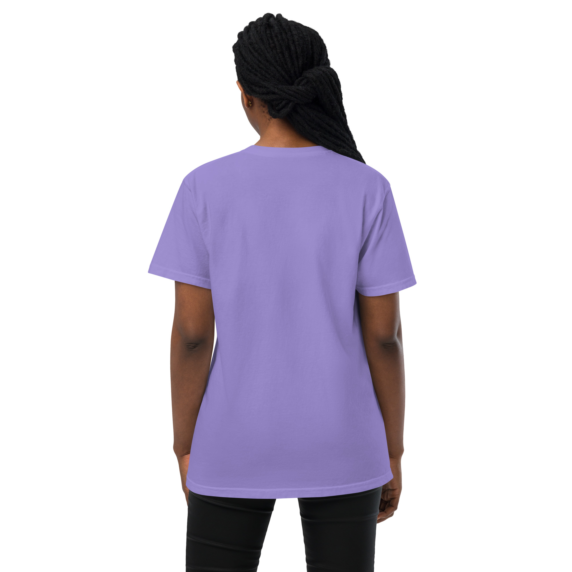 T-shirt teinté avec poche unisexe (CHECAR-LOGCC1-BLUVER2) – Image 38