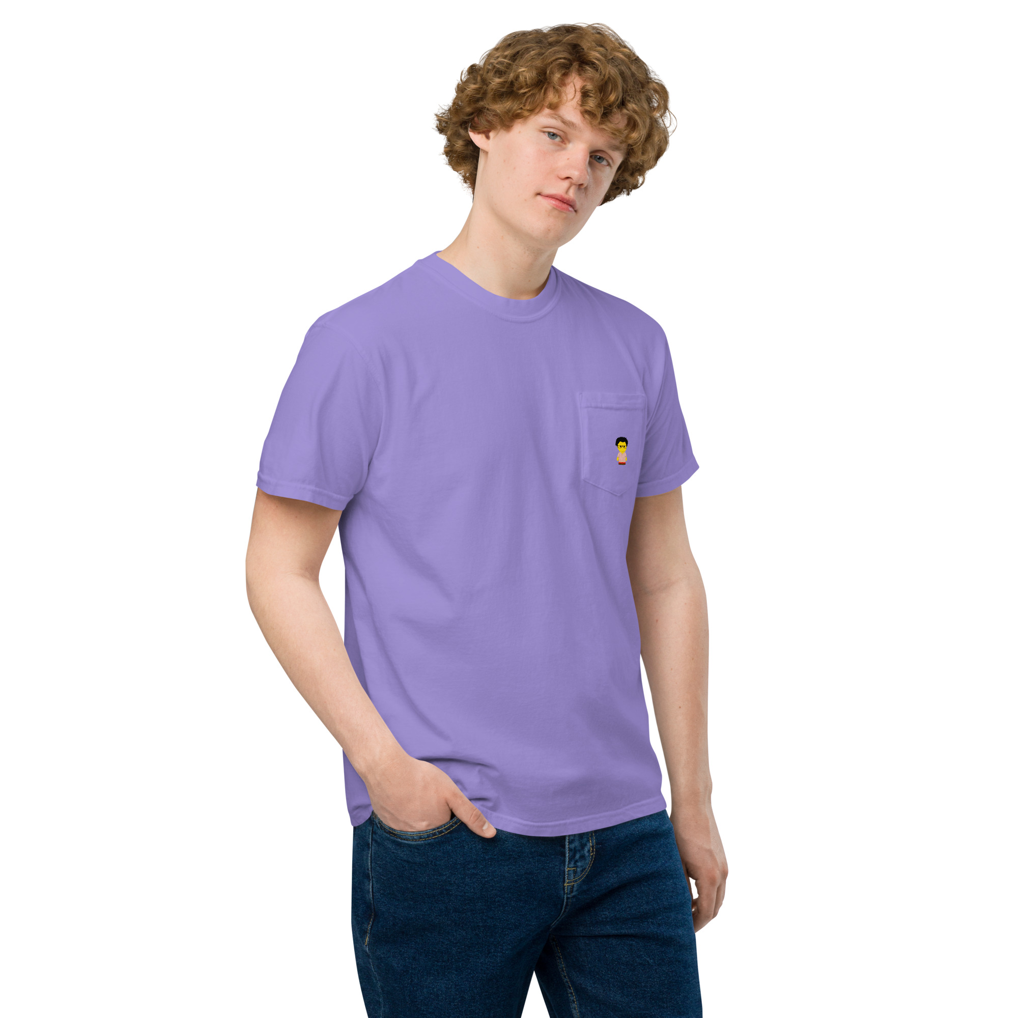 T-shirt teinté avec poche unisexe (CHECAR-LOGCC2-BEIRED1) – Image 65